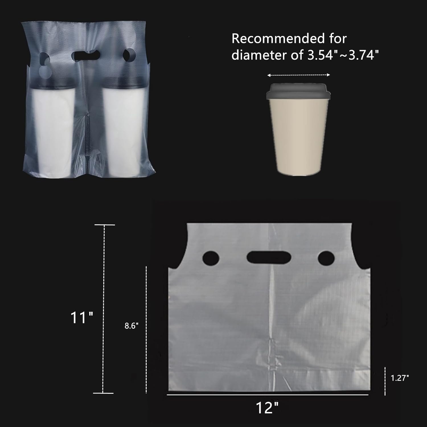 Grossiste en Vrac, 200 Sacs à Boisson, 2 Porte-gobelets pour Livraison, 12