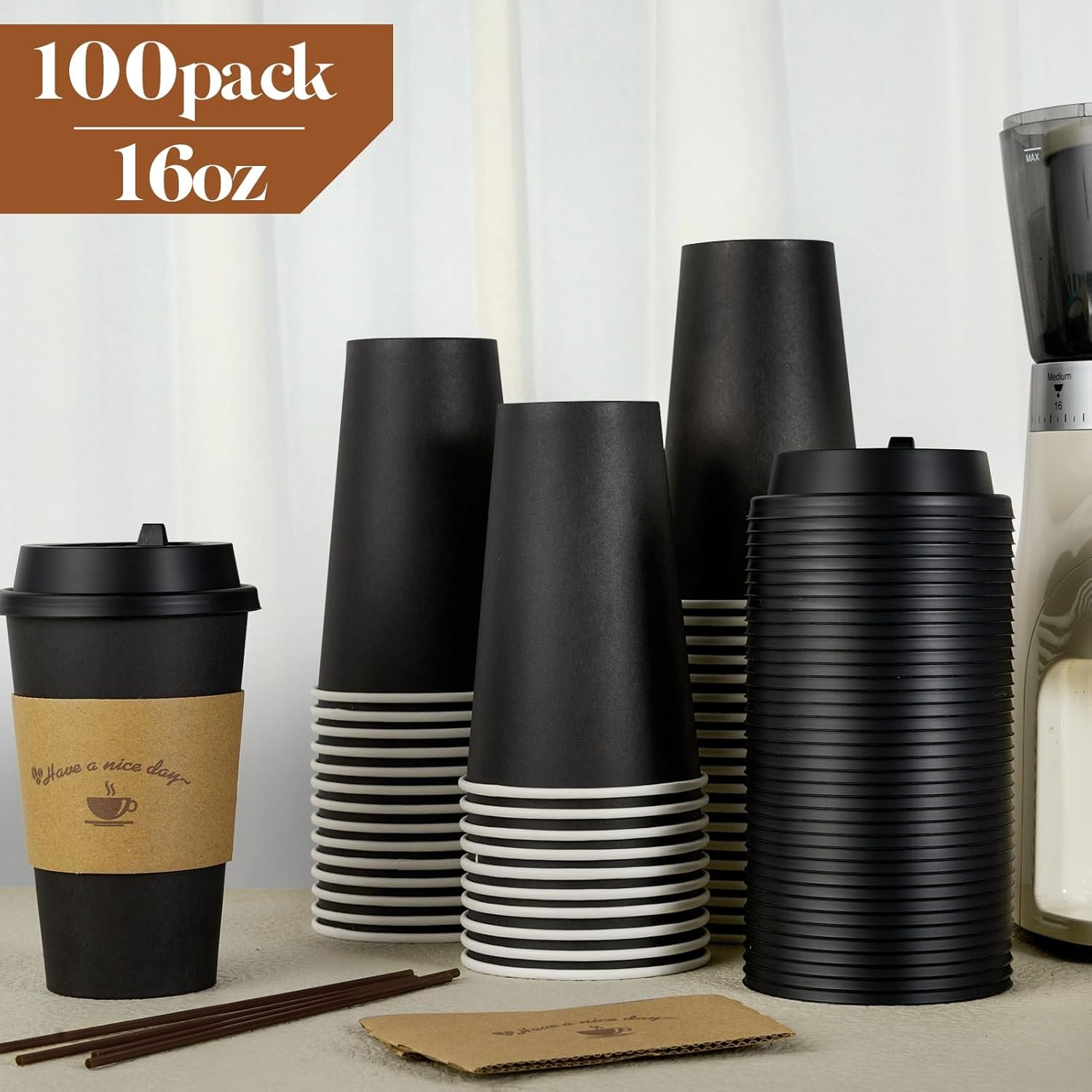Grossiste gobelets en papier 16 oz avec couvercles et manches, café noir jetable, pour événements et voyages, Fabricant de solutions personnalisées, vente en gros disponibles. Grossiste gobelets en papier 16 oz avec couvercles et manches, café noir jetable, pour événements et voyages, Fabricant de solutions personnalisées, vente en gros disponibles.