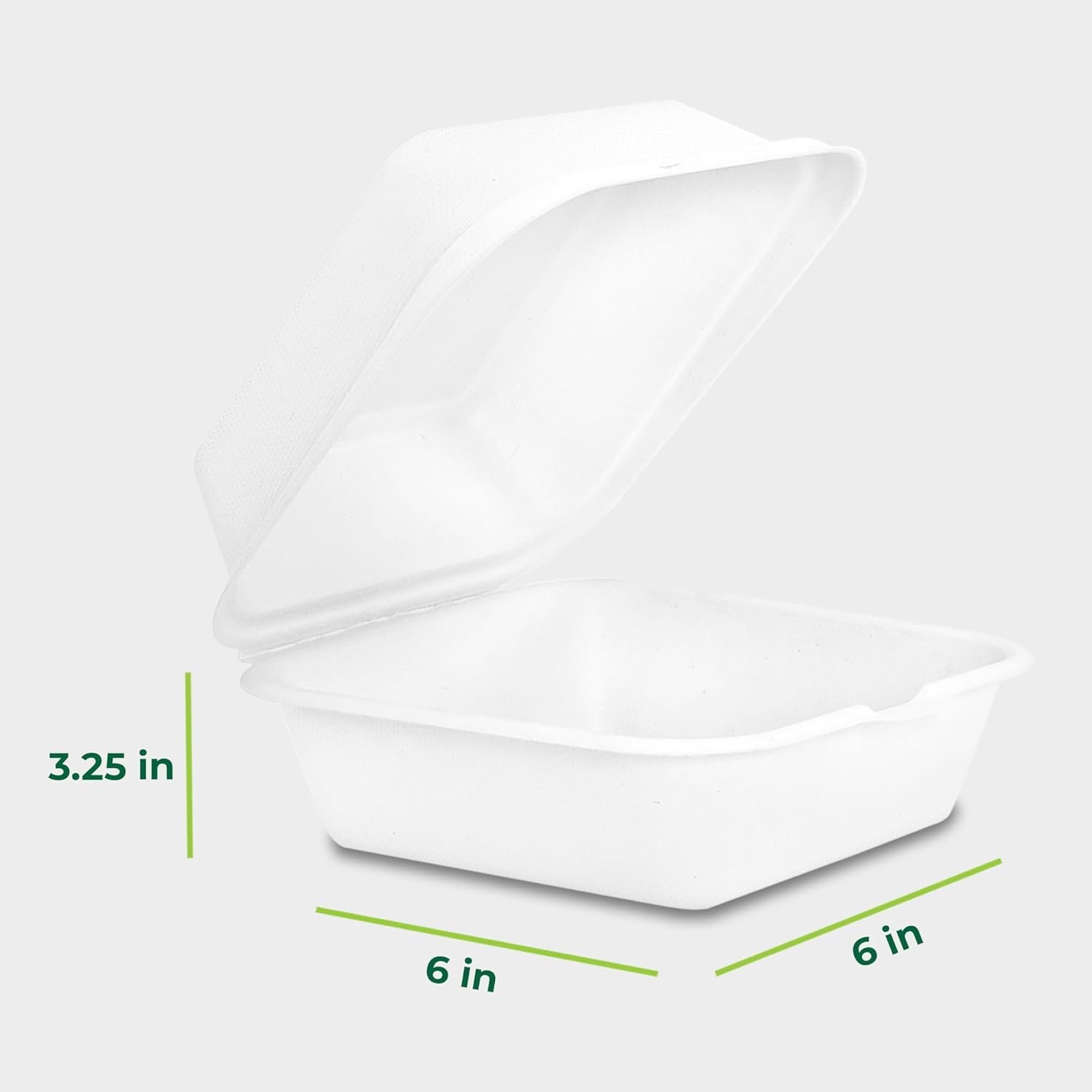 Containers alimentaires jetables en vrac avec couvercles [6x6 50-Pack], fabriqués à partir de canne à sucre biodégradable - Récipients en papier, adaptés pour micro-ondes et congélation, avec logo personnalisé, empilables.