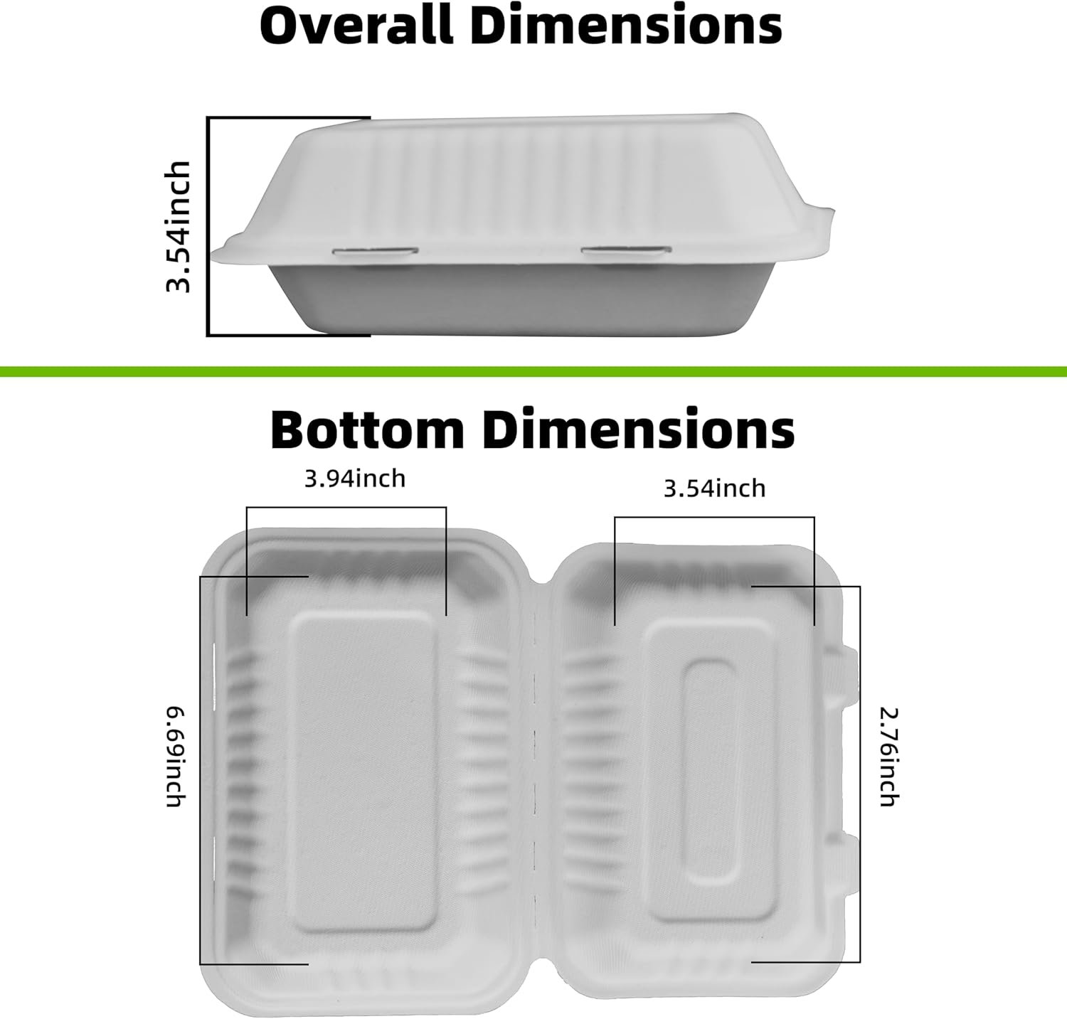 Conteneurs à emporter 9x6 pouces en bagasse compostable, Vente en gros, 75 pièces, Boîtes alimentaires jetables avec couvercles, Grossiste en contenants pour déjeuner et préparation de repas, Fabricant durable.