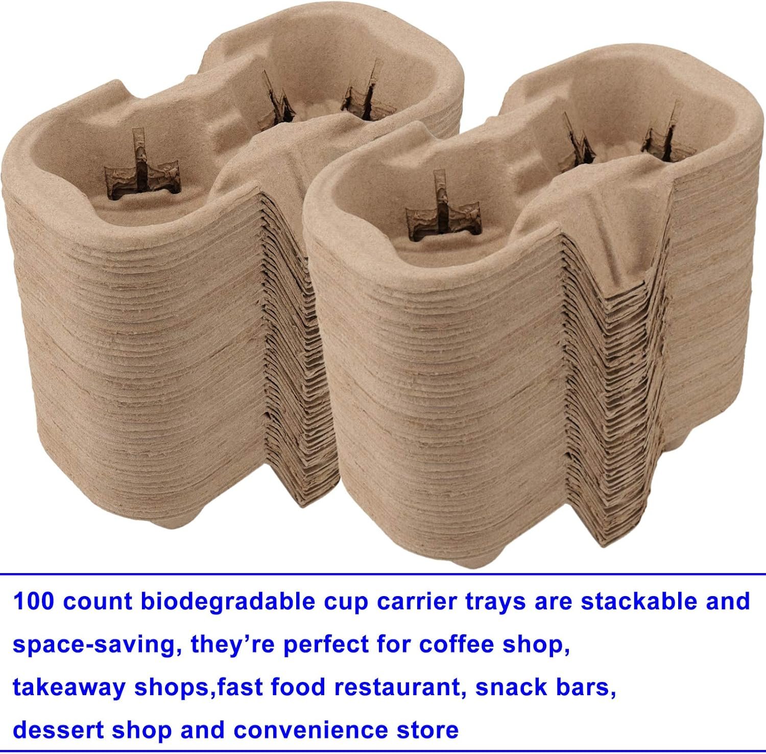 Grossiste Porte-gobelets en fibre de pulpe pour 2 boissons, 100 pièces, biodégradables, support jetable pour boissons chaudes et froides, service de livraison alimentaire, dimensions 8,6 x 4,3 x 1,7 pouces, Fabricant, Logo Personnalisé. Grossiste Porte-gobelets en fibre de pulpe pour 2 boissons, 100 pièces, biodégradables, support jetable pour boissons chaudes et froides, service de livraison alimentaire, dimensions 8,6 x 4,3 x 1,7 pouces, Fabricant, Logo Personnalisé.