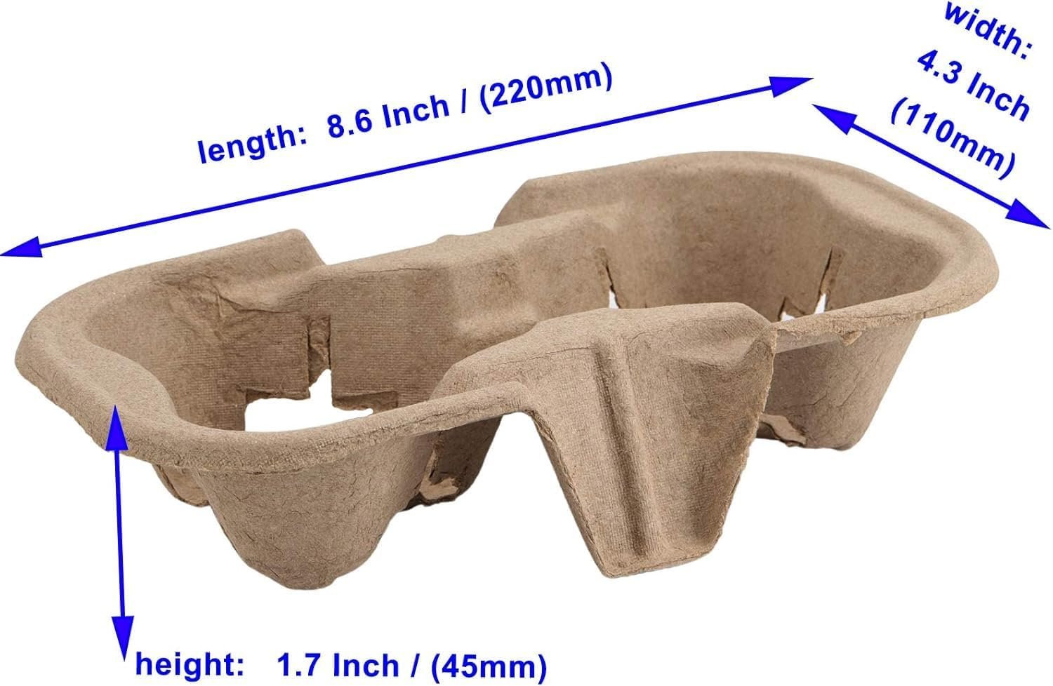 Grossiste Porte-gobelets en fibre de pulpe pour 2 boissons, 100 pièces, biodégradables, support jetable pour boissons chaudes et froides, service de livraison alimentaire, dimensions 8,6 x 4,3 x 1,7 pouces, Fabricant, Logo Personnalisé. Grossiste Porte-gobelets en fibre de pulpe pour 2 boissons, 100 pièces, biodégradables, support jetable pour boissons chaudes et froides, service de livraison alimentaire, dimensions 8,6 x 4,3 x 1,7 pouces, Fabricant, Logo Personnalisé.