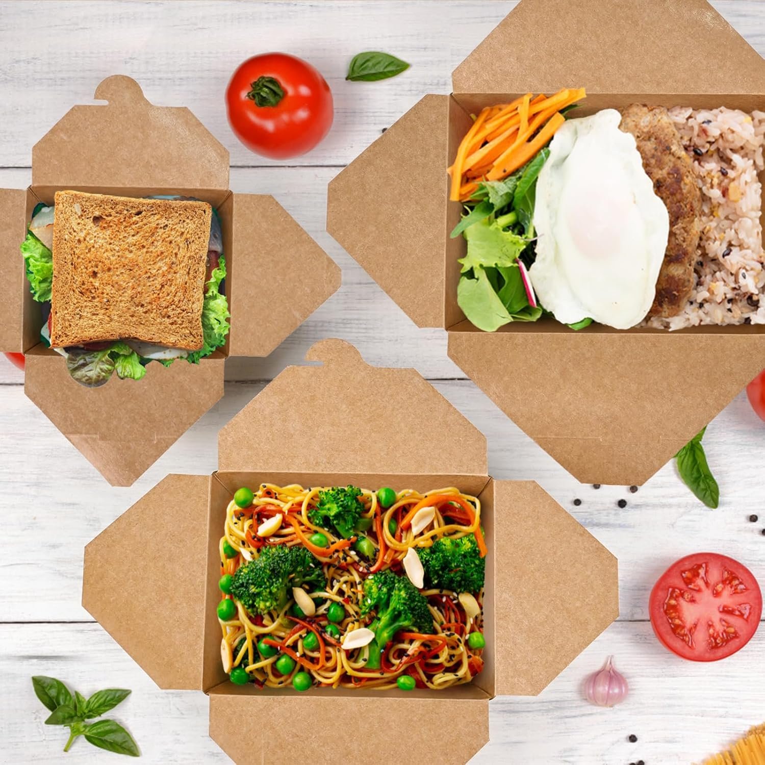 Grossiste Contenants à Emporter en Kraft de 45 oz, 80 Pièces Microwavables, Résistants aux Fuites et à la Graisse, Personnalisés pour Déjeuner et Reste, Fabricant en Vrac.