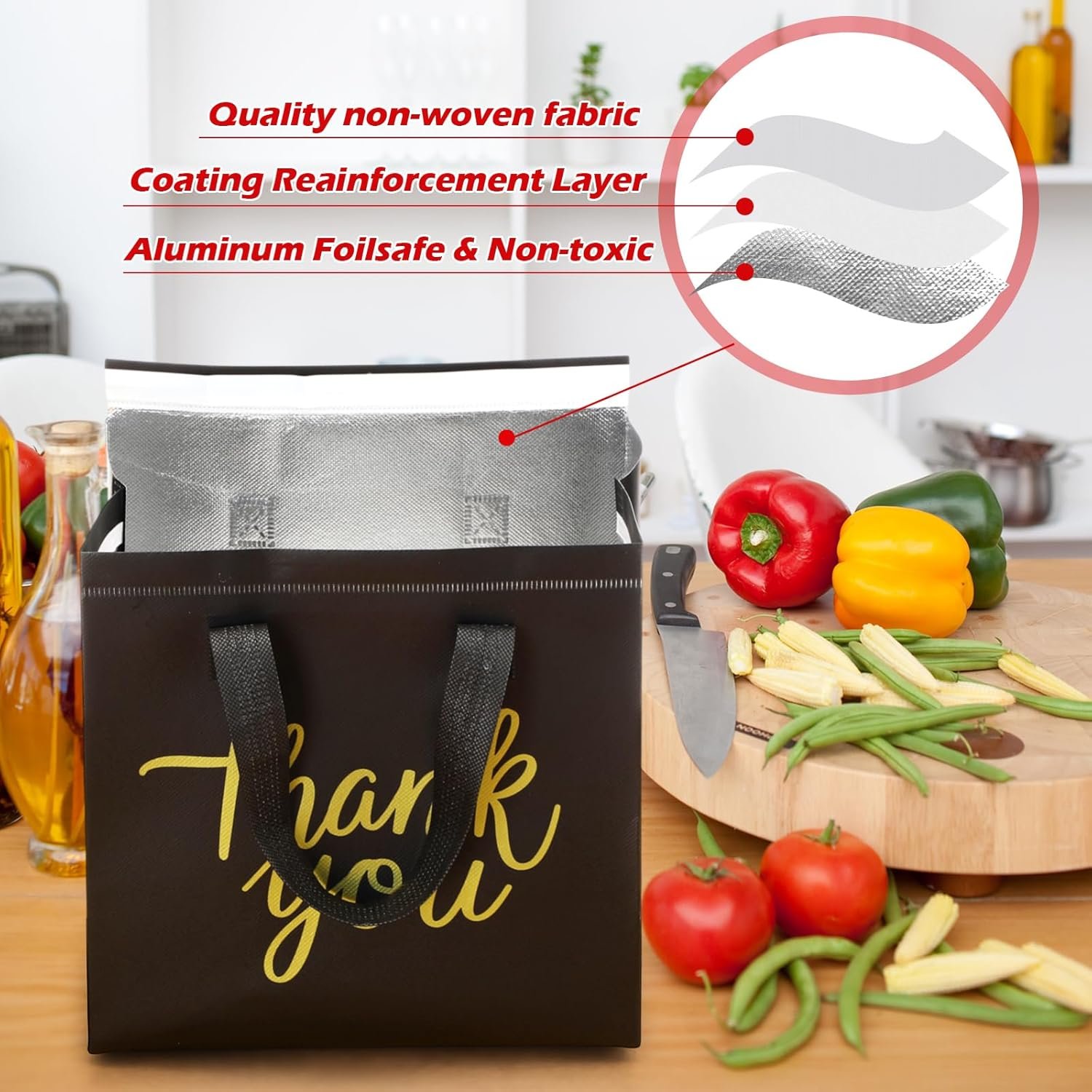 Grossiste Sacs isothermes pour la livraison de nourriture 80 pièces 9.5 x 9.5 x 6 pouces, Logo Personnalisé, Fabricant d'emballages thermiques pour aliments chauds et froids, café, lait, fruits de mer, pizza.