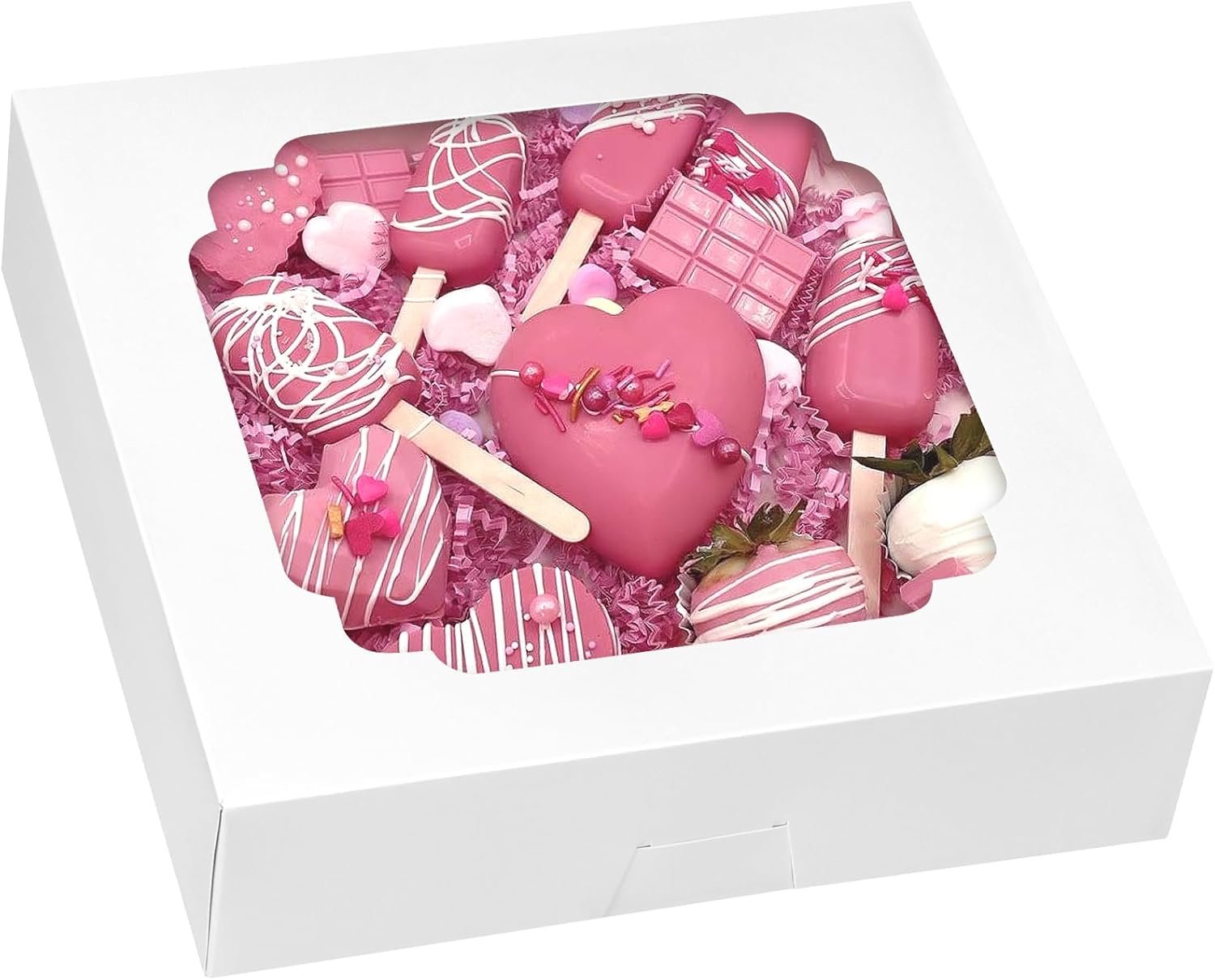 Grossiste en Vrac - Boîtes à Gâteau 56 pcs 10x10x2,5 pouces avec fenêtre pour Cookies, Pâtisseries, Tartes, Muffins, Donuts - Fournisseur avec Logo Personnalisé