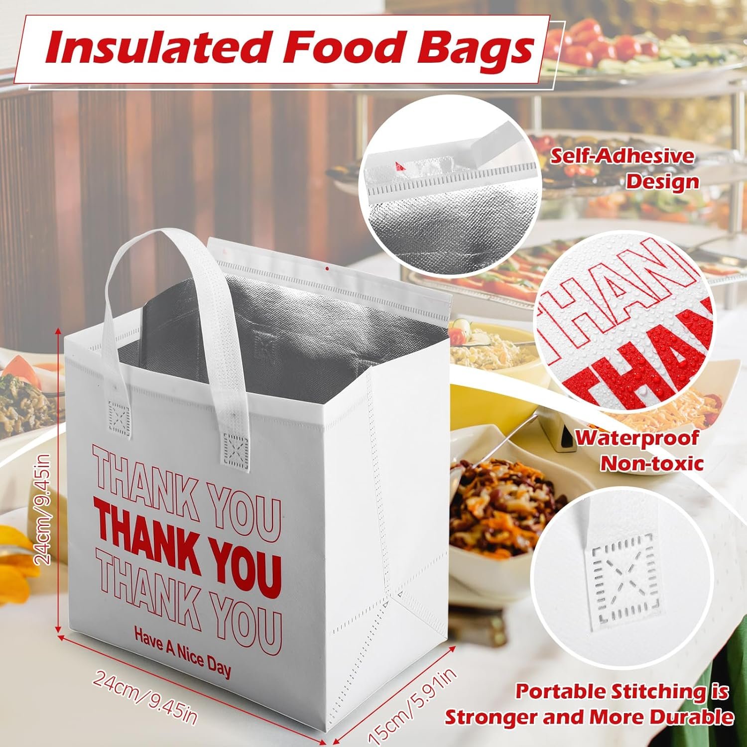 Grossiste de sacs isothermes 80 pcs pour livraison de nourriture 9.5 x 9.5 x 6 pouces, idéal pour le transport de nourriture chaude ou froide, avec possibilité de logo personnalisé, vente en gros pour cafés, pizzerias, traiteurs et pique-niques. Grossiste de sacs isothermes 80 pcs pour livraison de nourriture 9.5 x 9.5 x 6 pouces, idéal pour le transport de nourriture chaude ou froide, avec possibilité de logo personnalisé, vente en gros pour cafés, pizzerias, traiteurs et pique-niques.