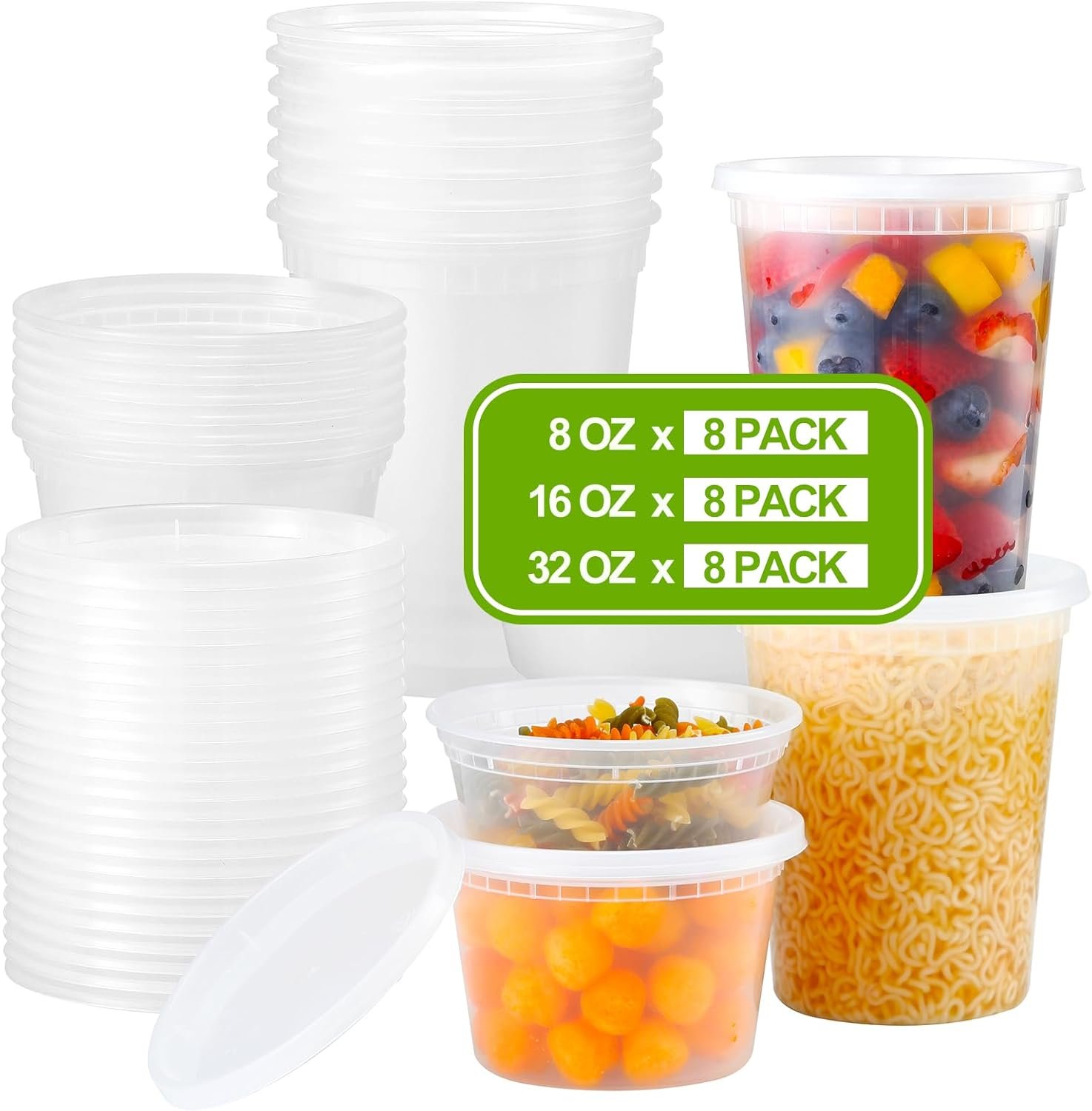 Grossiste en conteneurs alimentaires hermétiques, 24 ensembles de contenants en plastique avec couvercles, 8 oz, 16 oz, 32 oz, adaptés au stockage des soupes, sécurité au congélateur, au lave-vaisselle et au micro-ondes, OEM pour la vente en gros.