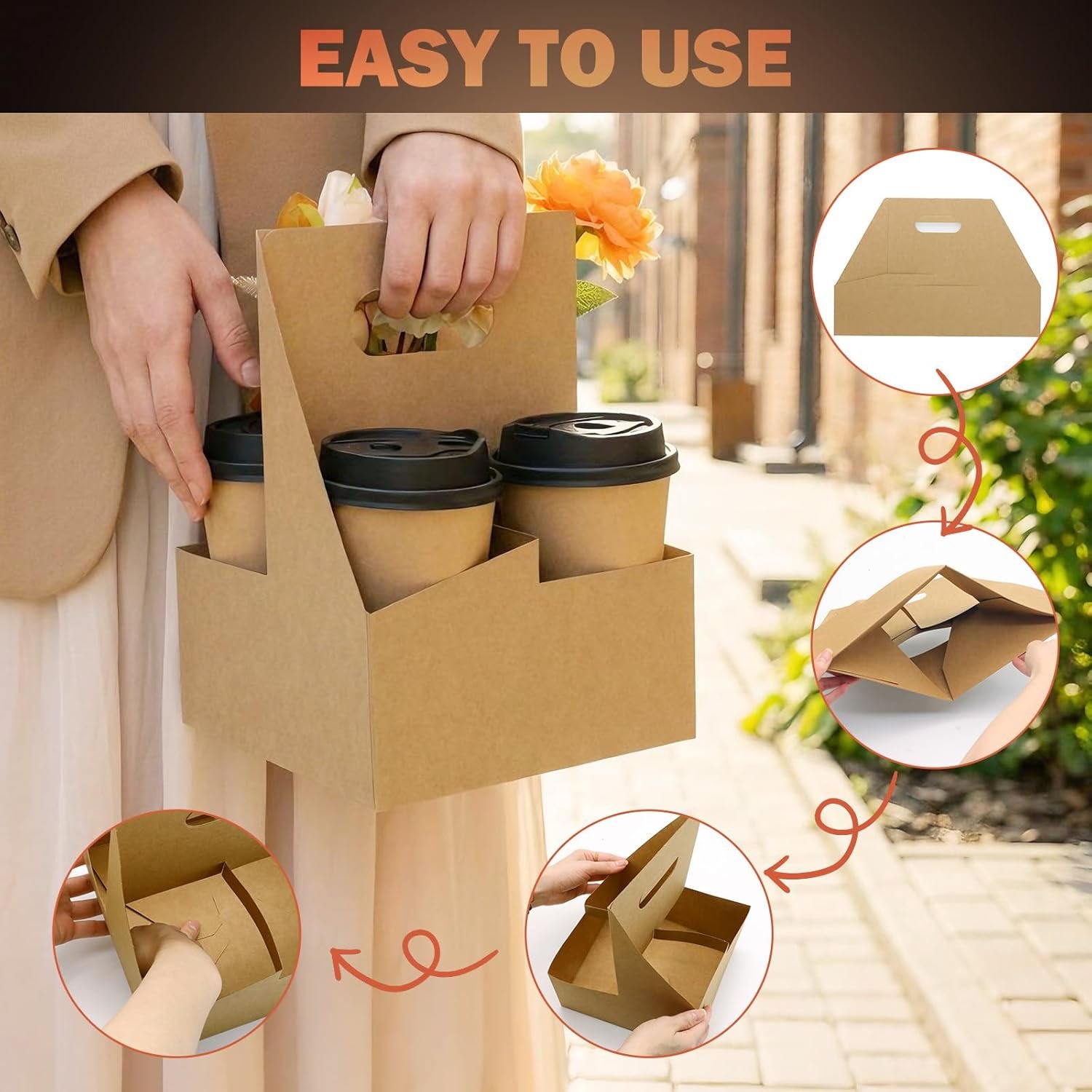 Grossiste porte-gobelet en carton pliable, support pour 4 tasses, capacité de 12oz à 32oz, 30 pièces, idéal pour la livraison de nourriture et les boissons chaudes ou froides, OEM avec logo personnalisé. Grossiste porte-gobelet en carton pliable, support pour 4 tasses, capacité de 12oz à 32oz, 30 pièces, idéal pour la livraison de nourriture et les boissons chaudes ou froides, OEM avec logo personnalisé.