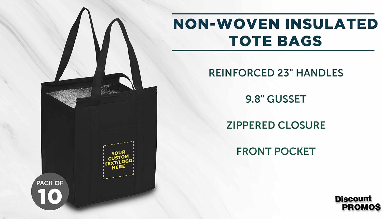 Grossiste Sac Isotherme Non-tissé Personnalisé Ensemble de 10, Idéal pour Camping et Plage, Reutilisable - Fabricant en Vrac de Sacs noirs avec Logo Personnalisé