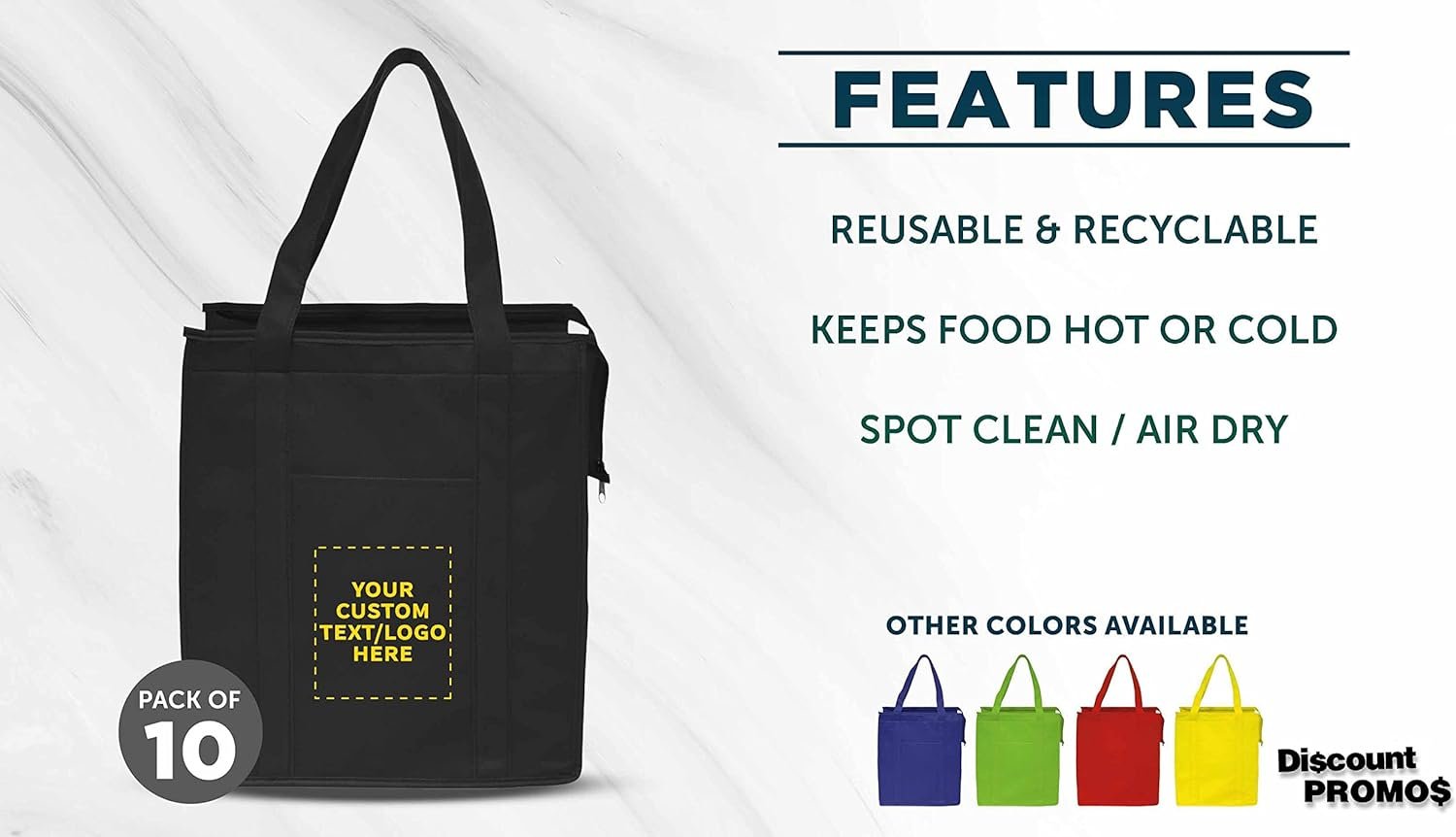 Grossiste Sac Isotherme Non-tissé Personnalisé Ensemble de 10, Idéal pour Camping et Plage, Reutilisable - Fabricant en Vrac de Sacs noirs avec Logo Personnalisé
