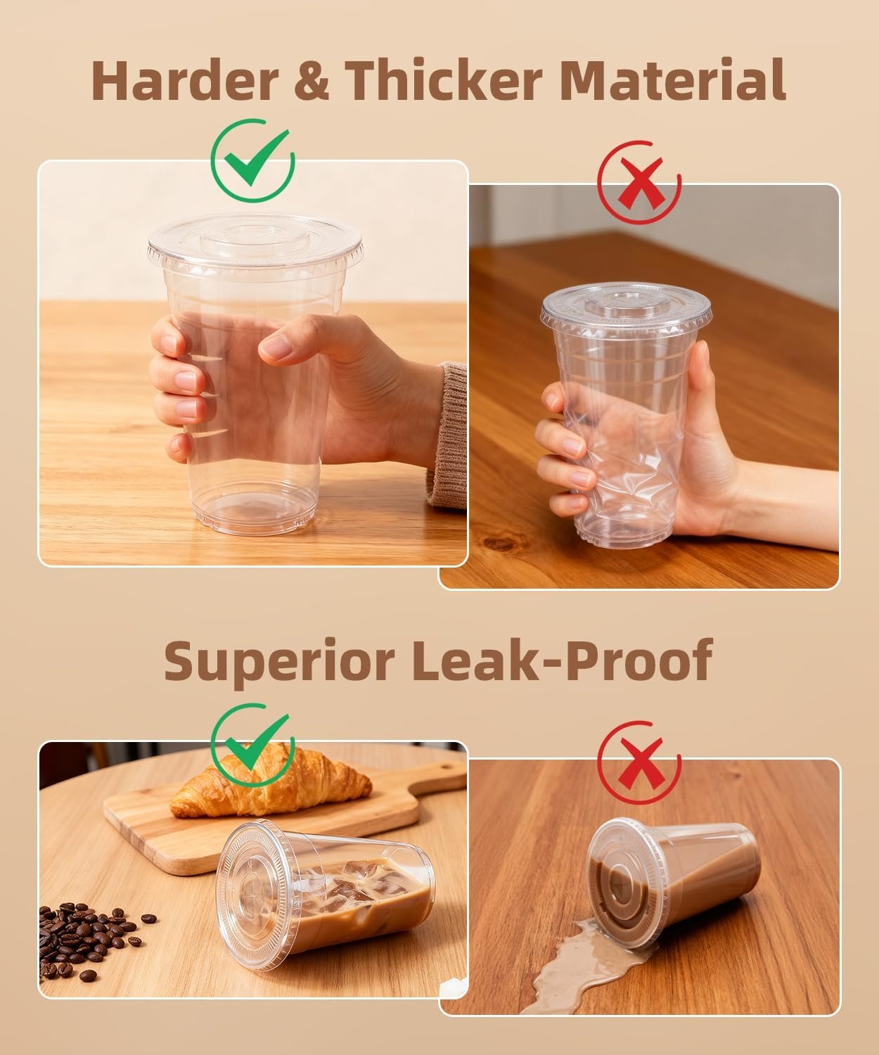 Grossiste 100 Paquet - Gobelets en Plastique Clairs de 16 oz avec Couvercles et Pailles, Gobelets Iced Coffee Stables et Sûrs pour les Aliments - Vente en Gros de Gobelets Jetables pour Boissons Froides, Milkshake sans BPA - Marque Blanche