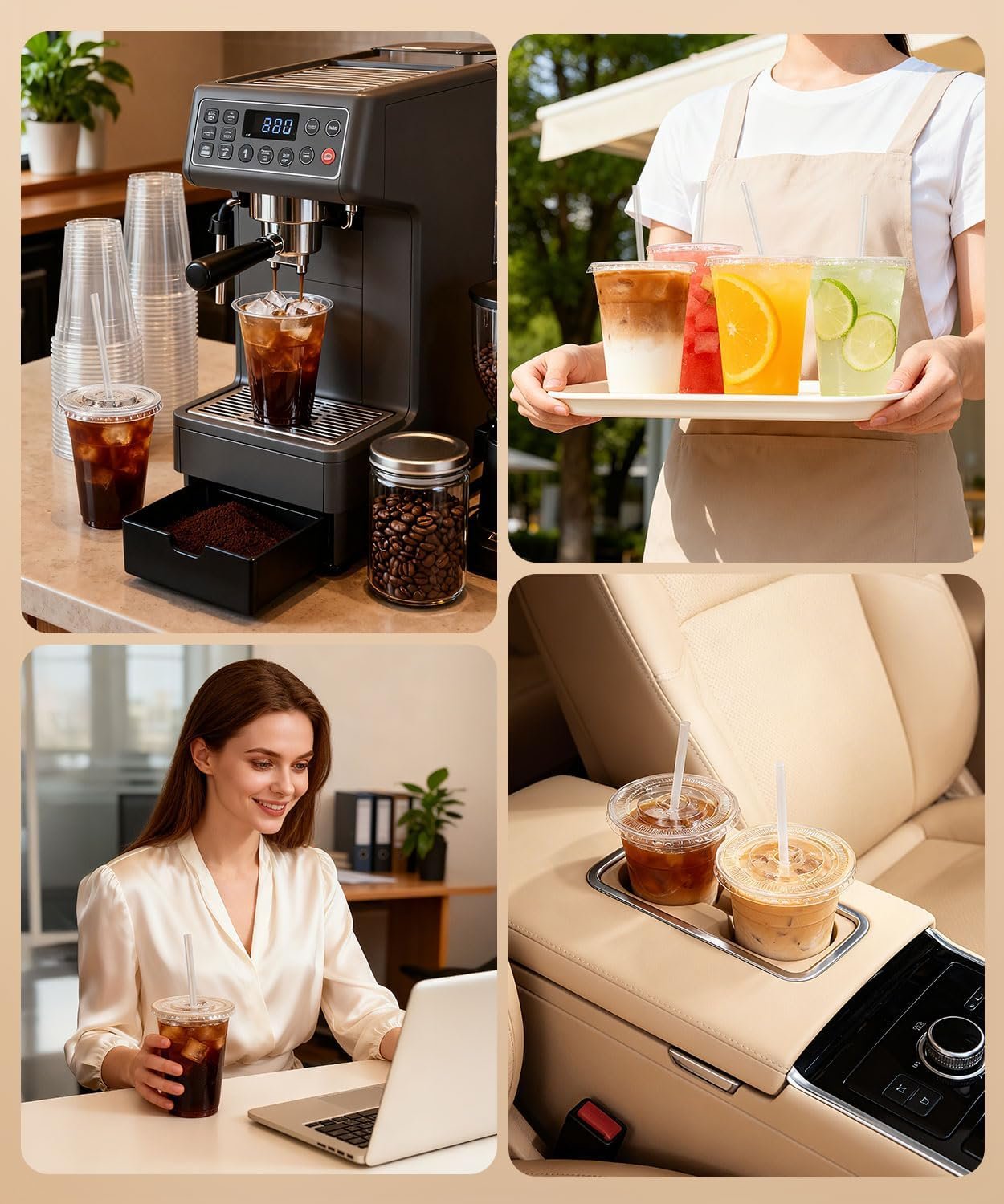 Grossiste 100 Paquet - Gobelets en Plastique Clairs de 16 oz avec Couvercles et Pailles, Gobelets Iced Coffee Stables et Sûrs pour les Aliments - Vente en Gros de Gobelets Jetables pour Boissons Froides, Milkshake sans BPA - Marque Blanche