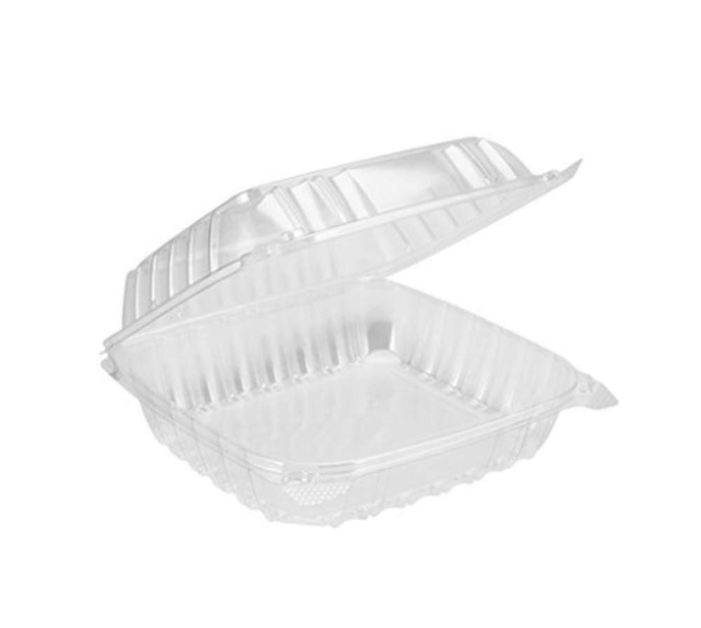 Grossiste en Vrac Conteneur Alimentaire en Plastique Transparent à Charnières 8" x 8" x 3" 1 Compartiment avec Logo Personnalisé (Pack de 25) Fabricant