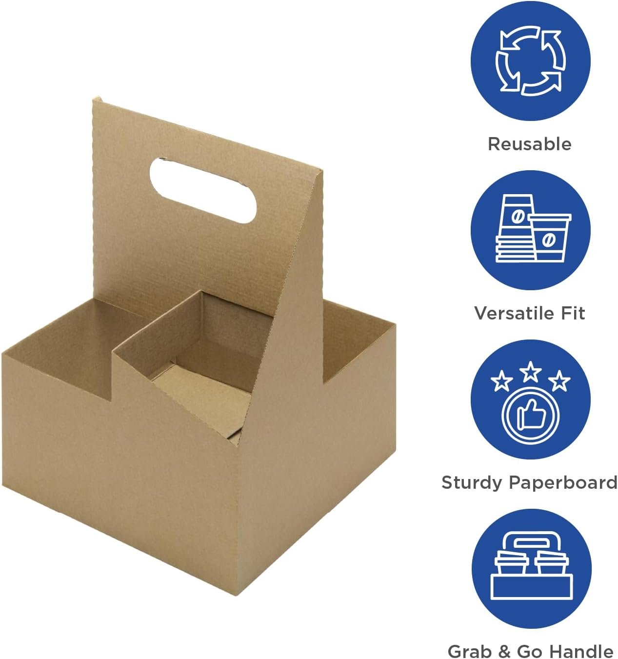 Grossiste transporteur de boissons en papier Kraft avec poignée - Support solide pour tasses à café de 12 à 32 oz, adapté aux boissons chaudes et froides - Personnalisation de logo, écologique et jetable, contenant 4 tasses - Fabricant fiable. Grossiste transporteur de boissons en papier Kraft avec poignée - Support solide pour tasses à café de 12 à 32 oz, adapté aux boissons chaudes et froides - Personnalisation de logo, écologique et jetable, contenant 4 tasses - Fabricant fiable.