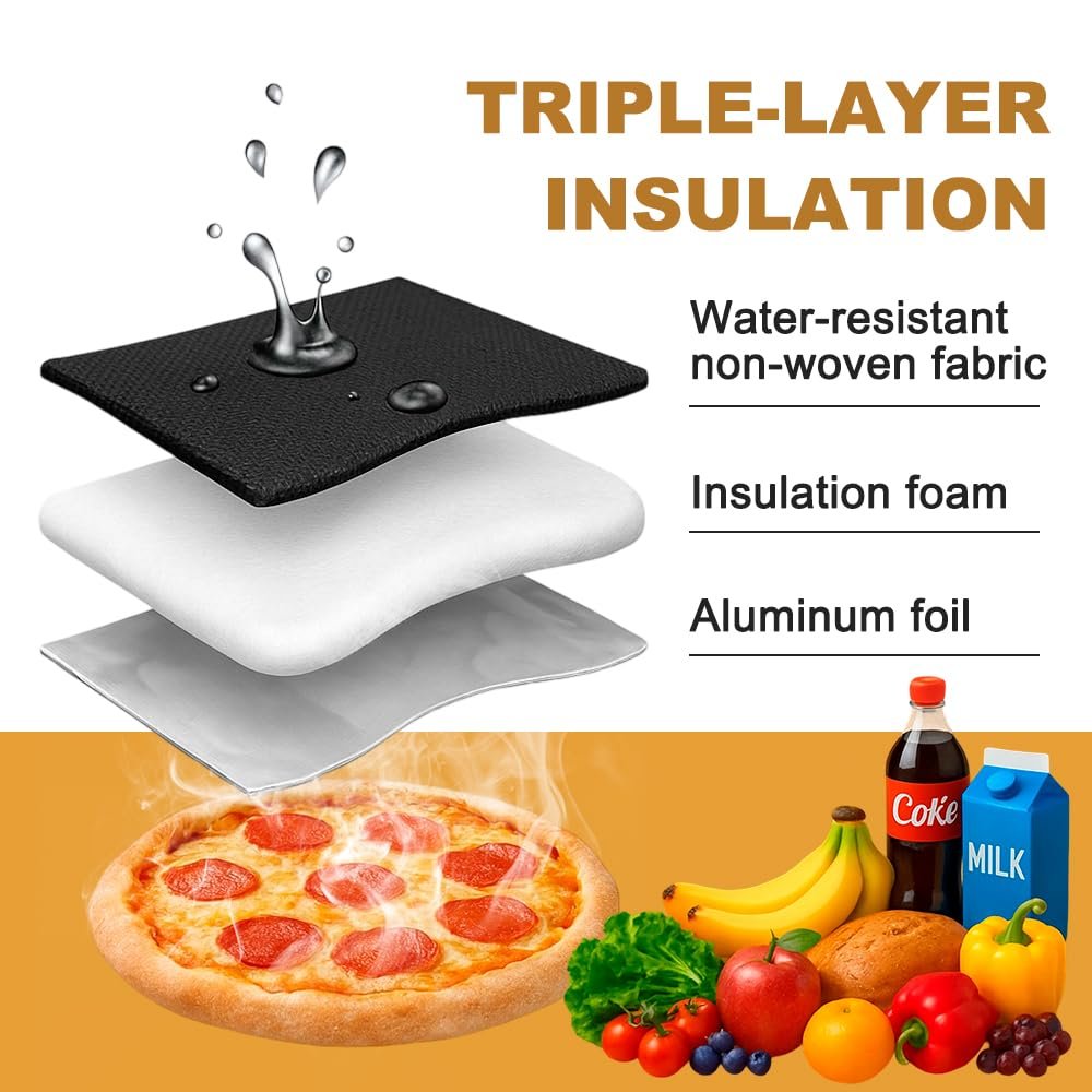 Grossiste Sac Isotherme pour Livraison Alimentaire, Grande Capacité Reusable Thermal Cooler - Sac pour Catering et Livraison, Transporteur de Pizza pour Événements, Gardez les Aliments Chauds/Froids, Fabricant (Noir avec Bord Rouge, 1PK) OEM