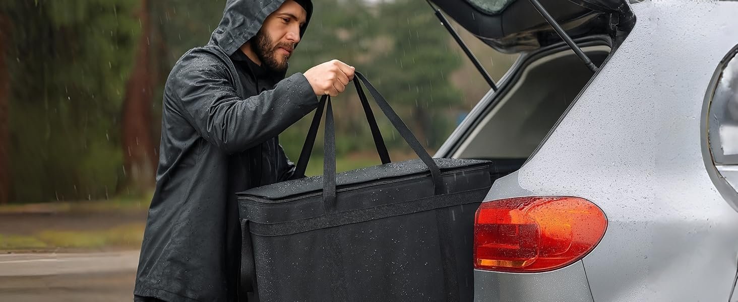 Grossiste Sac Isotherme pour Livraison Alimentaire, Grande Capacité Reusable Thermal Cooler - Sac pour Catering et Livraison, Transporteur de Pizza pour Événements, Gardez les Aliments Chauds/Froids, Fabricant (Noir avec Bord Rouge, 1PK) OEM