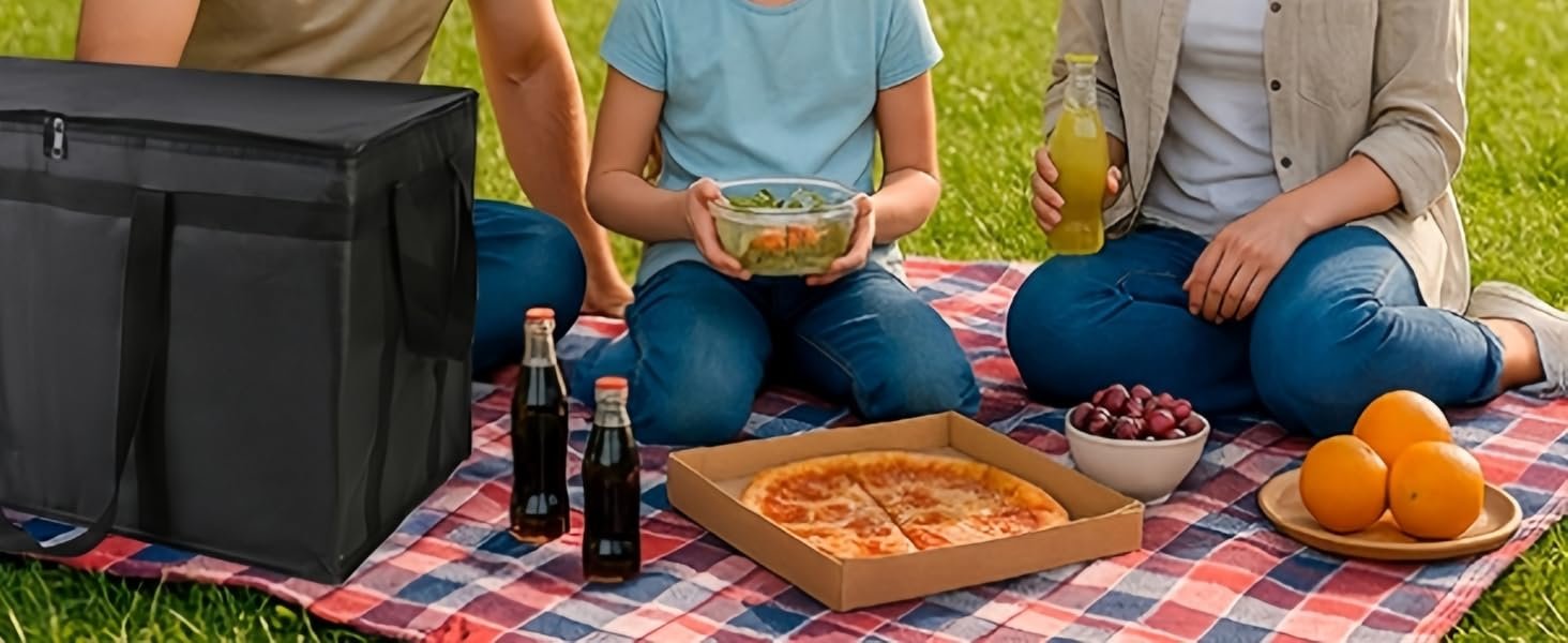 Grossiste Sac Isotherme pour Livraison Alimentaire, Grande Capacité Reusable Thermal Cooler - Sac pour Catering et Livraison, Transporteur de Pizza pour Événements, Gardez les Aliments Chauds/Froids, Fabricant (Noir avec Bord Rouge, 1PK) OEM