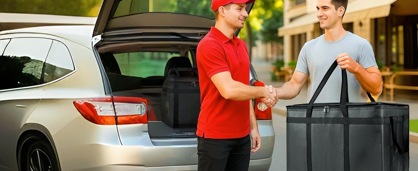 Grossiste Sac Isotherme pour Livraison Alimentaire, Grande Capacité Reusable Thermal Cooler - Sac pour Catering et Livraison, Transporteur de Pizza pour Événements, Gardez les Aliments Chauds/Froids, Fabricant (Noir avec Bord Rouge, 1PK) OEM