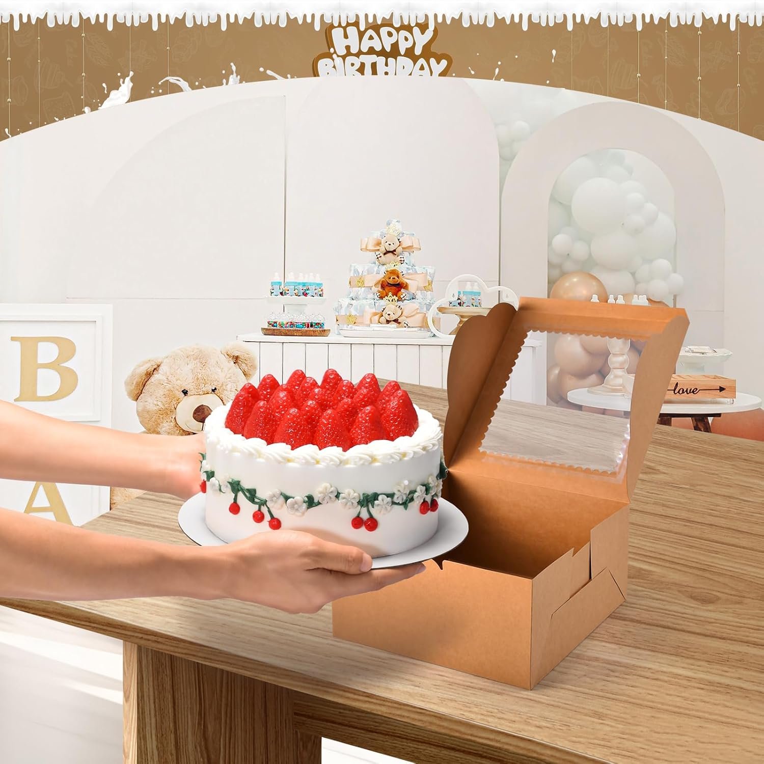 Grossiste 32Pcs Boîtes à Gâteau de 10 Pouces avec Plateaux à Gâteau, Boîtes de Pâtisserie 10x10x5 Pouces avec Fenêtre, OEM Fournisseur pour Anniversaire, Mariage en Vrac Grossiste 32Pcs Boîtes à Gâteau de 10 Pouces avec Plateaux à Gâteau, Boîtes de Pâtisserie 10x10x5 Pouces avec Fenêtre, OEM Fournisseur pour Anniversaire, Mariage en Vrac