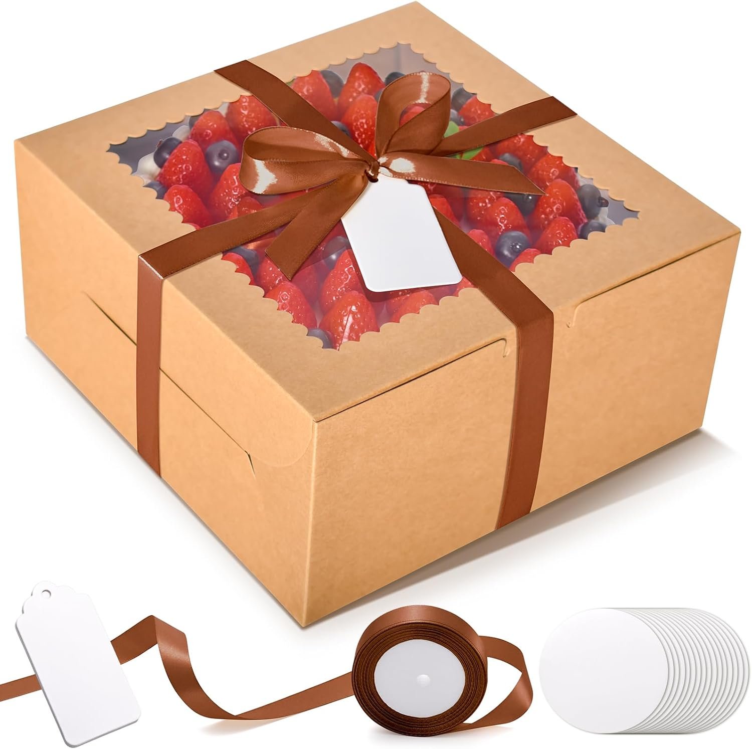 Grossiste 32Pcs Boîtes à Gâteau de 10 Pouces avec Plateaux à Gâteau, Boîtes de Pâtisserie 10x10x5 Pouces avec Fenêtre, OEM Fournisseur pour Anniversaire, Mariage en Vrac