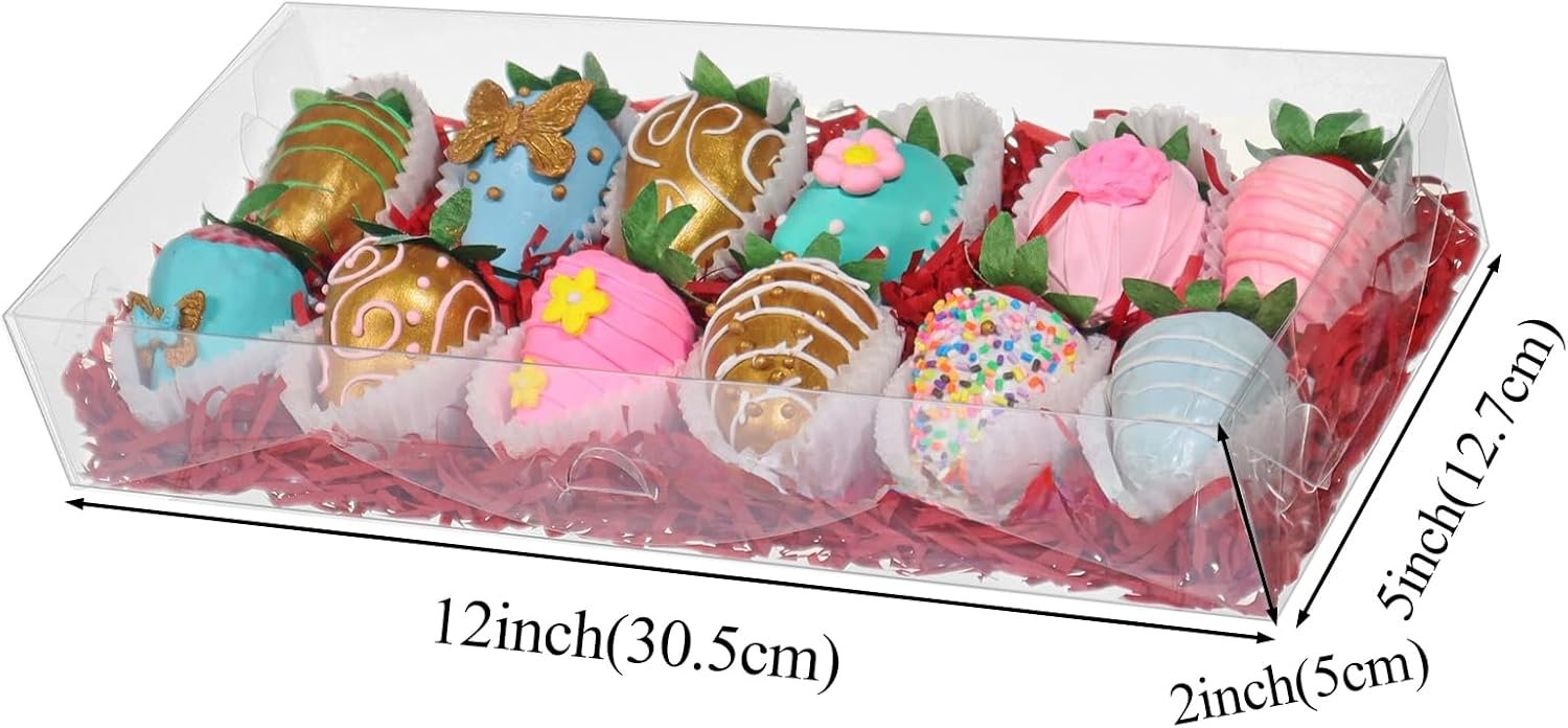 Grossiste boîtes transparentes pour fraises 12x5x2 pouces, Logo Personnalisé cookies et cadeaux pour fêtes, Vente en Gros 12PCS