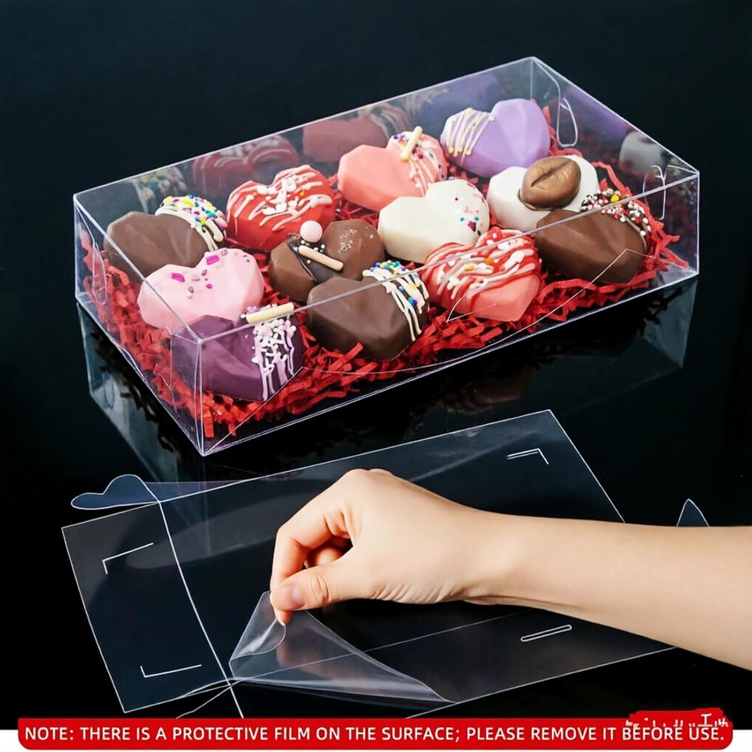 Grossiste boîtes transparentes pour fraises 12x5x2 pouces, Logo Personnalisé cookies et cadeaux pour fêtes, Vente en Gros 12PCS