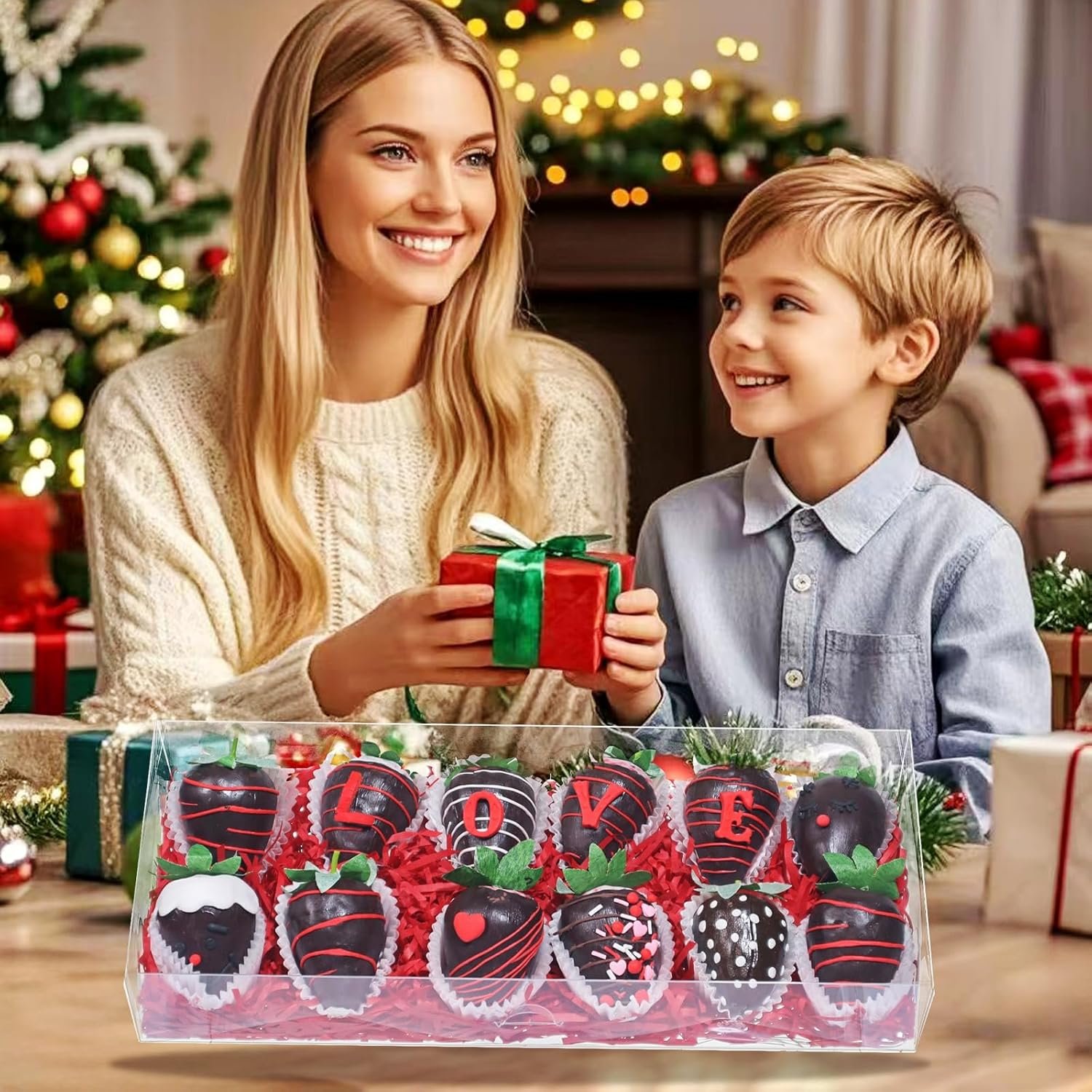 Grossiste boîtes transparentes pour fraises 12x5x2 pouces, Logo Personnalisé cookies et cadeaux pour fêtes, Vente en Gros 12PCS