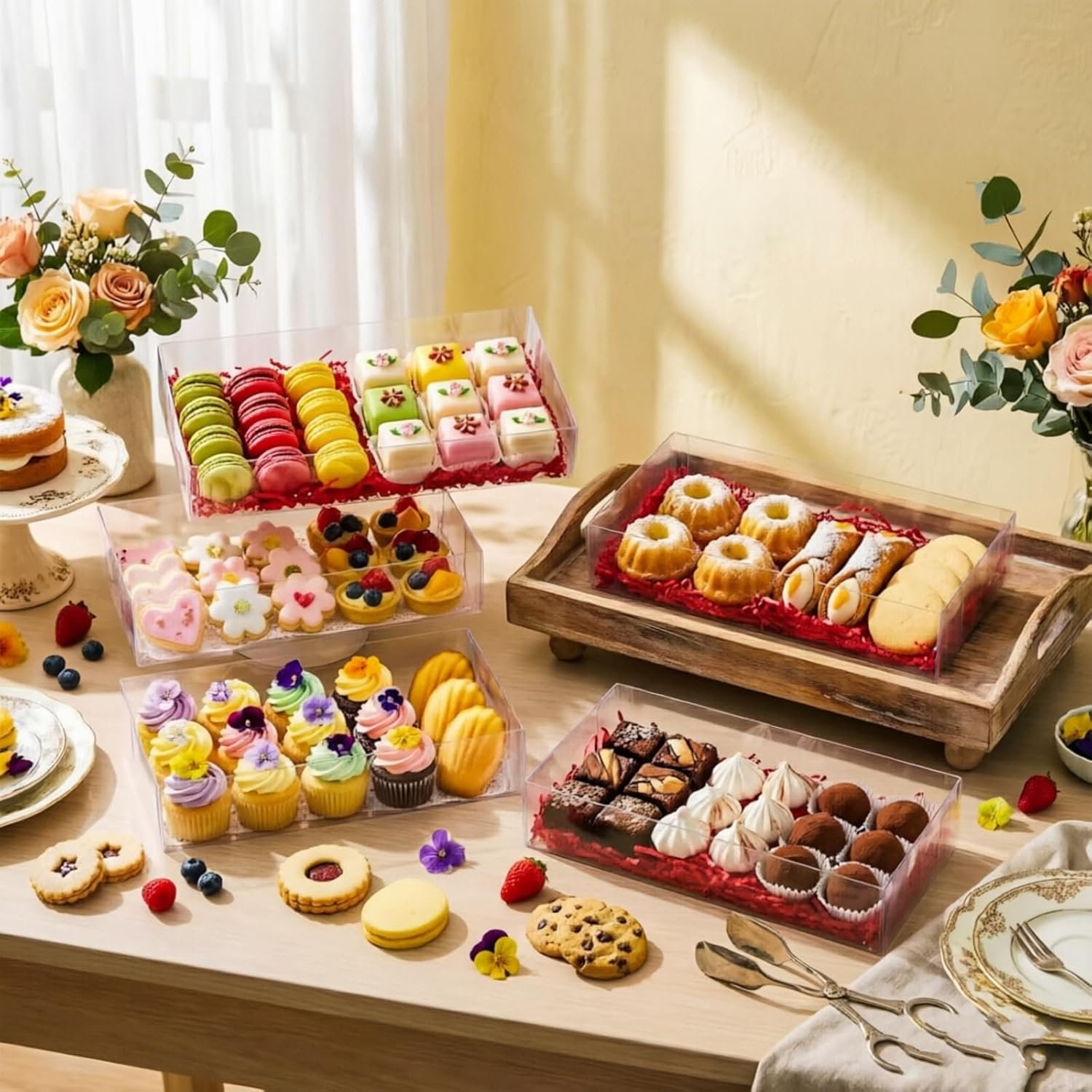 Grossiste boîtes transparentes pour fraises 12x5x2 pouces, Logo Personnalisé cookies et cadeaux pour fêtes, Vente en Gros 12PCS