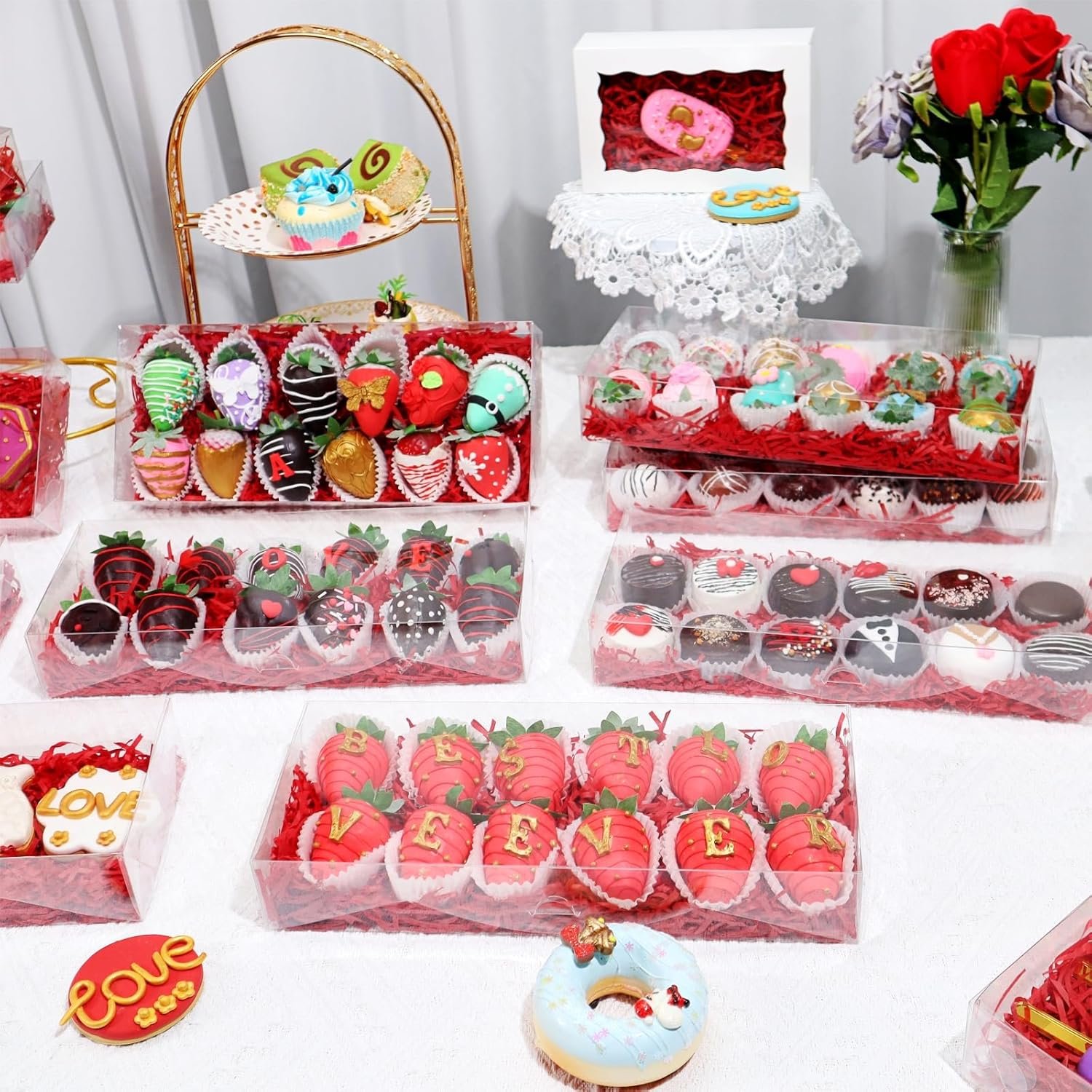 Grossiste boîtes transparentes pour fraises 12x5x2 pouces, Logo Personnalisé cookies et cadeaux pour fêtes, Vente en Gros 12PCS