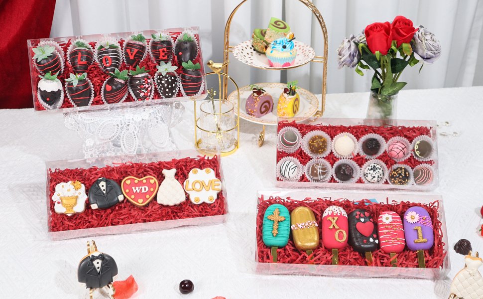 Grossiste boîtes transparentes pour fraises 12x5x2 pouces, Logo Personnalisé cookies et cadeaux pour fêtes, Vente en Gros 12PCS