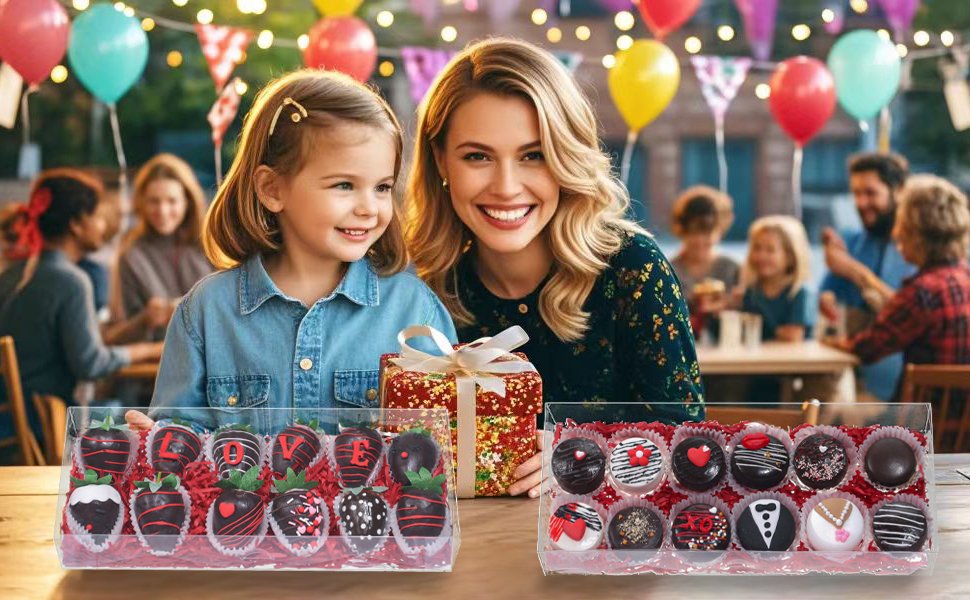 Grossiste boîtes transparentes pour fraises 12x5x2 pouces, Logo Personnalisé cookies et cadeaux pour fêtes, Vente en Gros 12PCS