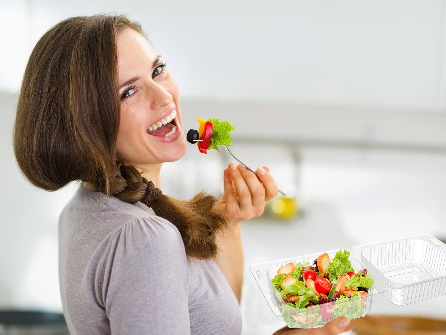 Grossiste conteneurs alimentaires en plastique transparent à charnière, 200 pièces, pour desserts, snacks, et salades, Fabricant clamshell, Logo Personnalisé