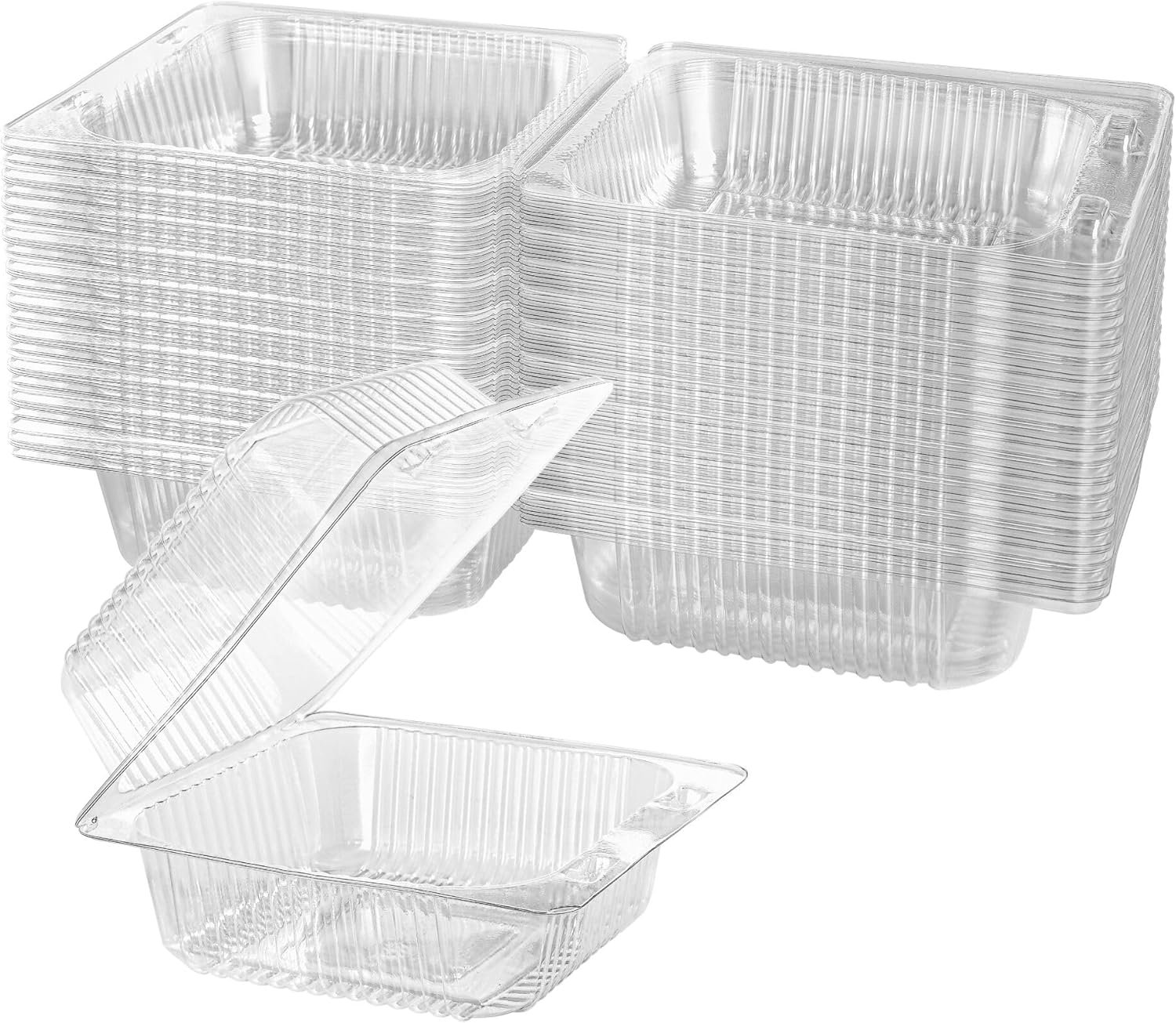 Grossiste conteneurs alimentaires en plastique transparent à charnière, 200 pièces, pour desserts, snacks, et salades, Fabricant clamshell, Logo Personnalisé