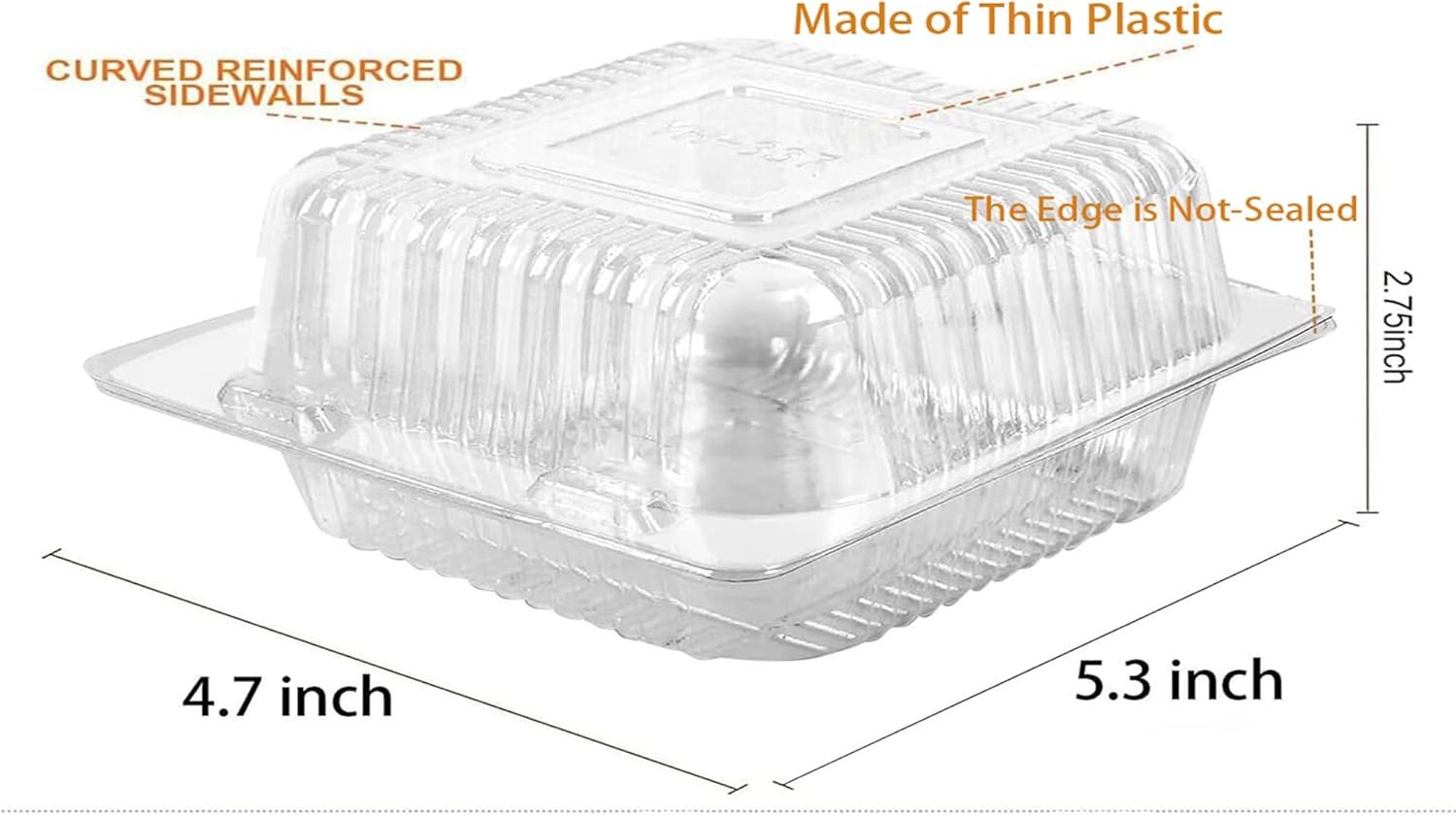 Grossiste conteneurs alimentaires en plastique transparent à charnière, 200 pièces, pour desserts, snacks, et salades, Fabricant clamshell, Logo Personnalisé