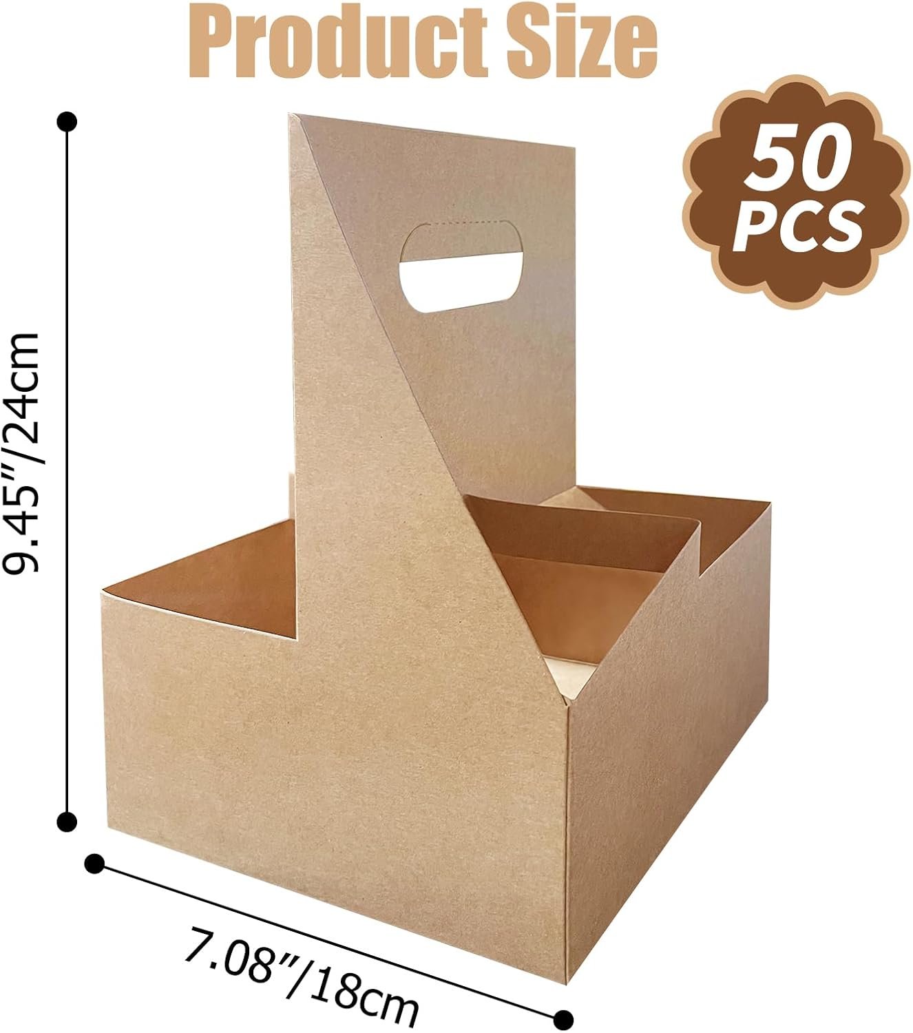 Grossiste en Vrac : Support à boissons pour 50 Pcs avec anse (4 tasses), fabriqué par un fournisseur de qualité, idéal pour toutes vos livraisons de boissons et aliments, avec logo personnalisé.