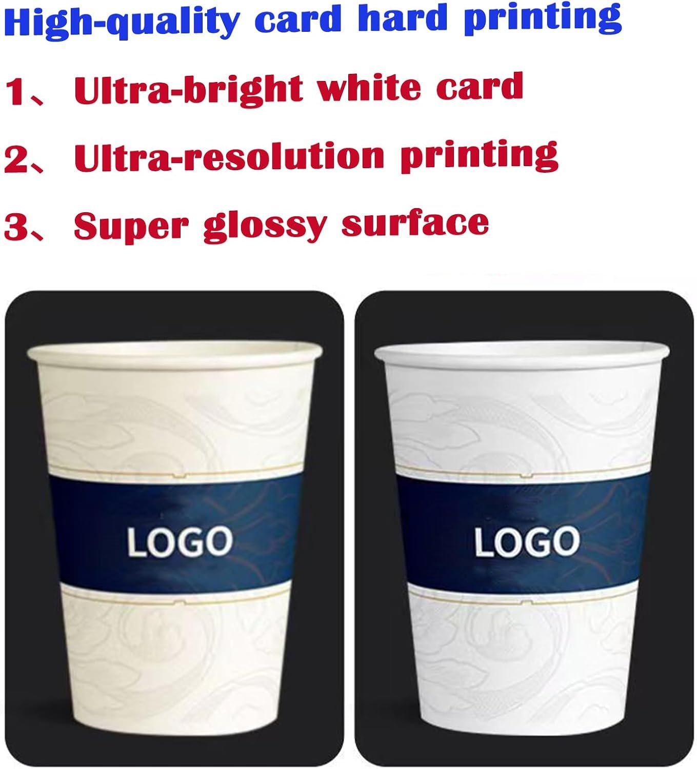 Grossiste 100 PCS Gobelets en Papier Personnalisés 7/9/10/12 oz, Logo Personnalisé, Cups Jetables pour Bureau, Événements de Mariage, Fêtes de Noël, Vente en Gros.