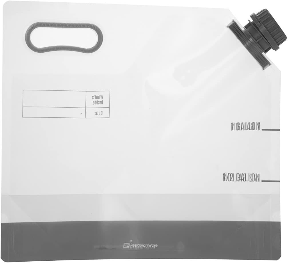 Containers d'eau de 1 gallon avec 10 sacs à boisson en plastique clair, vendus en gros, incluant des bouchons à preuve d'altération. Solution idéale pour les événements de traiteur, le camping ou la randonnée, ces sacs sont dotés d'une poignée durable et conviennent à une marque blanche.