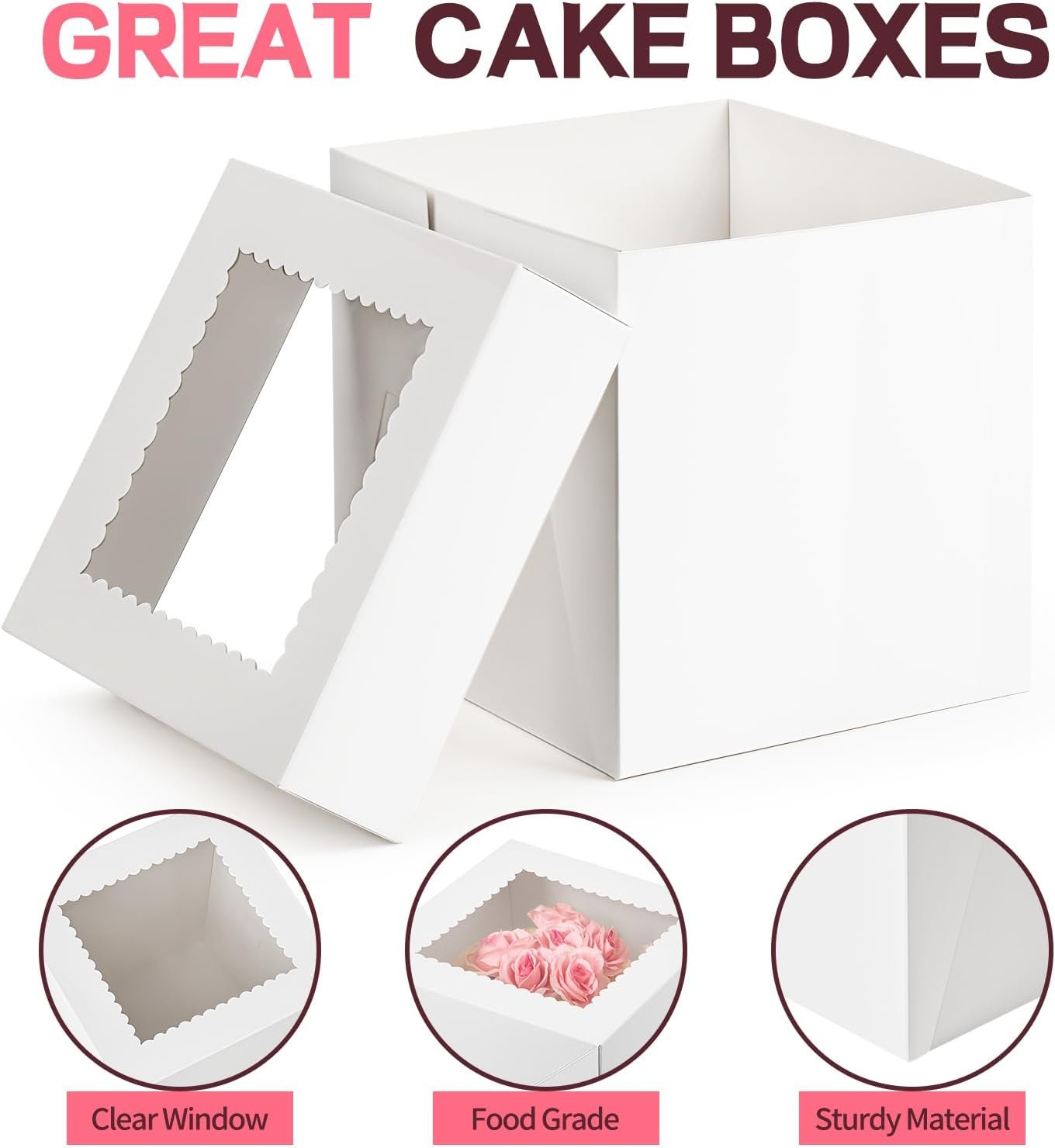Vente en Gros de Boîtes à Gâteau 4 Pièces 8 x 8 x 8 Pouces avec Fenêtre et Autocollants, Fournisseur de Contenants à Gâteau Jetables pour Événements, Logo Personnalisé Vente en Gros de Boîtes à Gâteau 4 Pièces 8 x 8 x 8 Pouces avec Fenêtre et Autocollants, Fournisseur de Contenants à Gâteau Jetables pour Événements, Logo Personnalisé