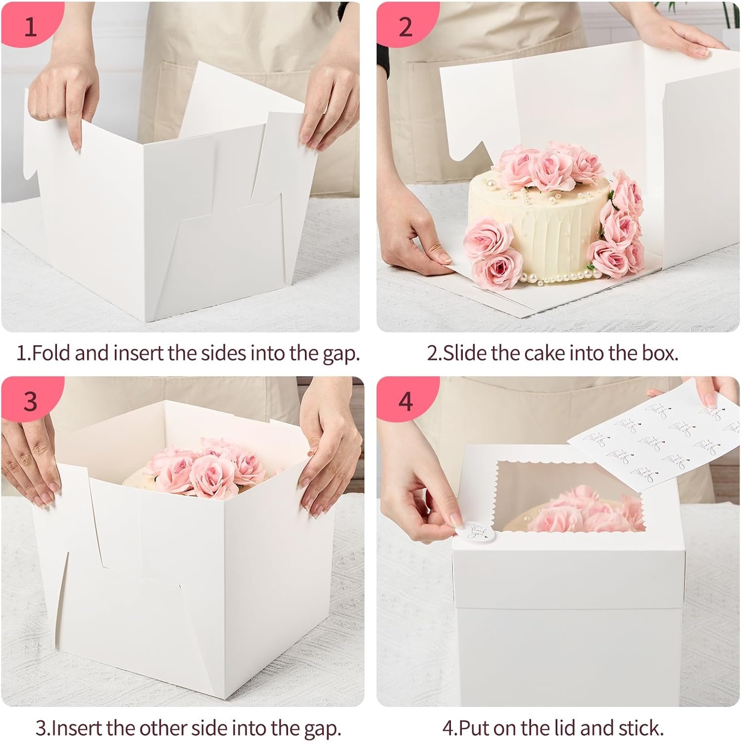 Vente en Gros de Boîtes à Gâteau 4 Pièces 8 x 8 x 8 Pouces avec Fenêtre et Autocollants, Fournisseur de Contenants à Gâteau Jetables pour Événements, Logo Personnalisé Vente en Gros de Boîtes à Gâteau 4 Pièces 8 x 8 x 8 Pouces avec Fenêtre et Autocollants, Fournisseur de Contenants à Gâteau Jetables pour Événements, Logo Personnalisé