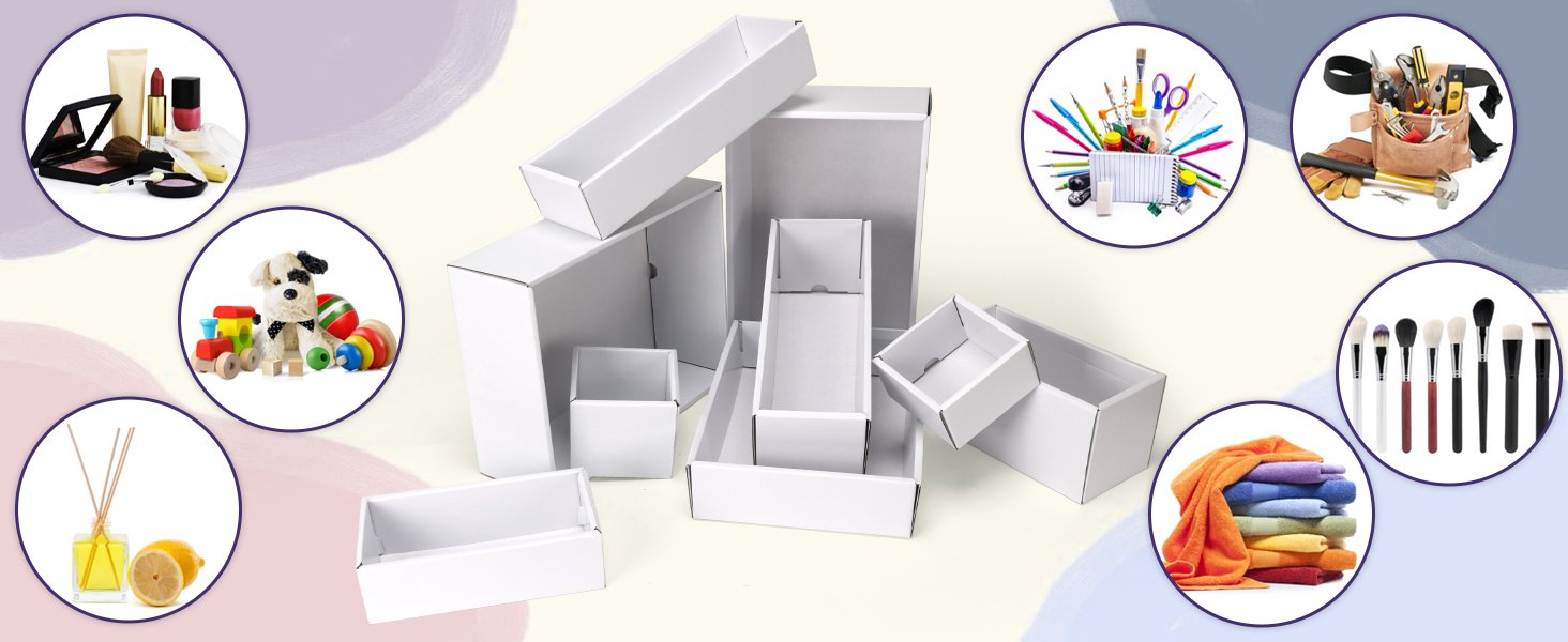 Organisateurs de tiroir en carton blanc robustes 20 PCS 12x9x4, grossiste pour solutions de rangement minimalistes, logo personnalisé idéal pour cuisines, garde-manger, bureaux, salles de classe, vente en gros.