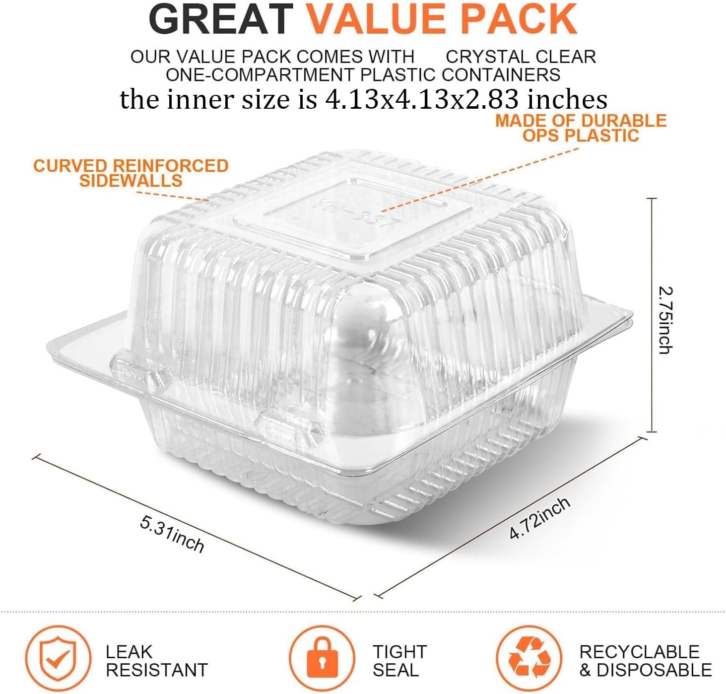 Grossiste Contenants Clairs en Plastique à Emporter, 100 Pcs, Fournisseur de Conteneurs à Coquille Jetables pour Desserts, Salades, Pâtes, Sandwiches (5x4,7x2,8 in) avec Logo Personnalisé. Grossiste Contenants Clairs en Plastique à Emporter, 100 Pcs, Fournisseur de Conteneurs à Coquille Jetables pour Desserts, Salades, Pâtes, Sandwiches (5x4,7x2,8 in) avec Logo Personnalisé.
