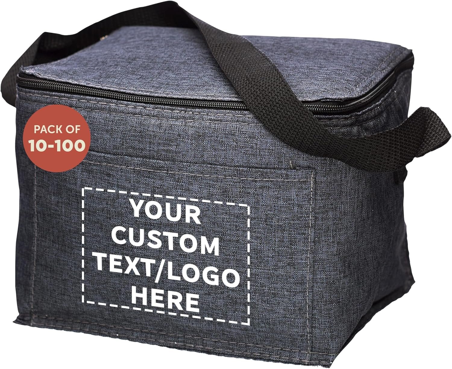 Grossiste Sac à déjeuner isotherme personnalisé, ensemble de 10/50/100 - Fabricant de sacs en vrac - Logo personnalisé parfait pour le travail, les voyages, événements en plein air - Noir