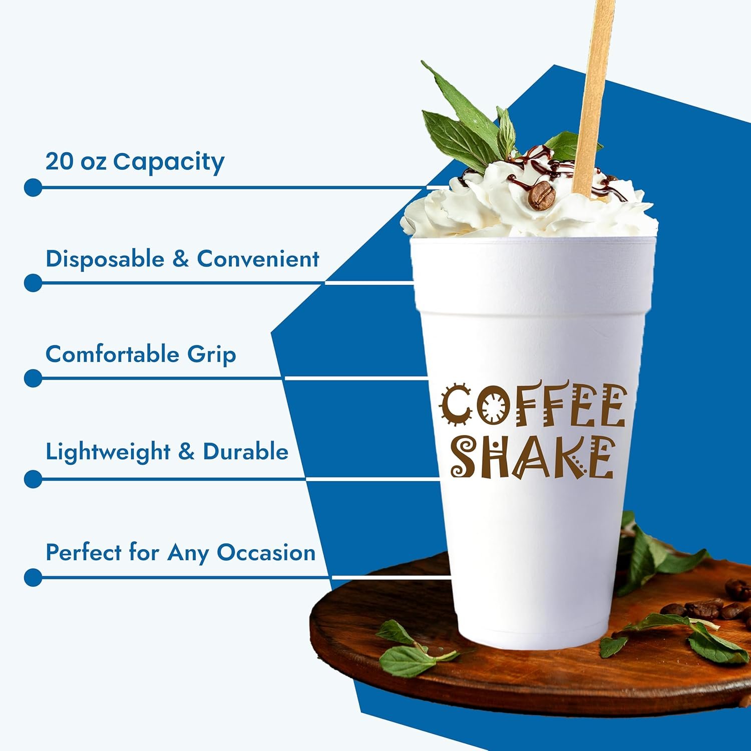 Grossiste en gobelets en mousse personnalisables de 20 oz – Gobelets jetables avec logo personnalisé ou texte sur mesure pour événements, mariages, et entreprises | Fabricant de gobelets en styromousse en vrac.