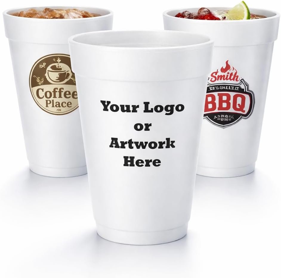 Grossiste en gobelets en mousse personnalisables de 20 oz – Gobelets jetables avec logo personnalisé ou texte sur mesure pour événements, mariages, et entreprises | Fabricant de gobelets en styromousse en vrac.