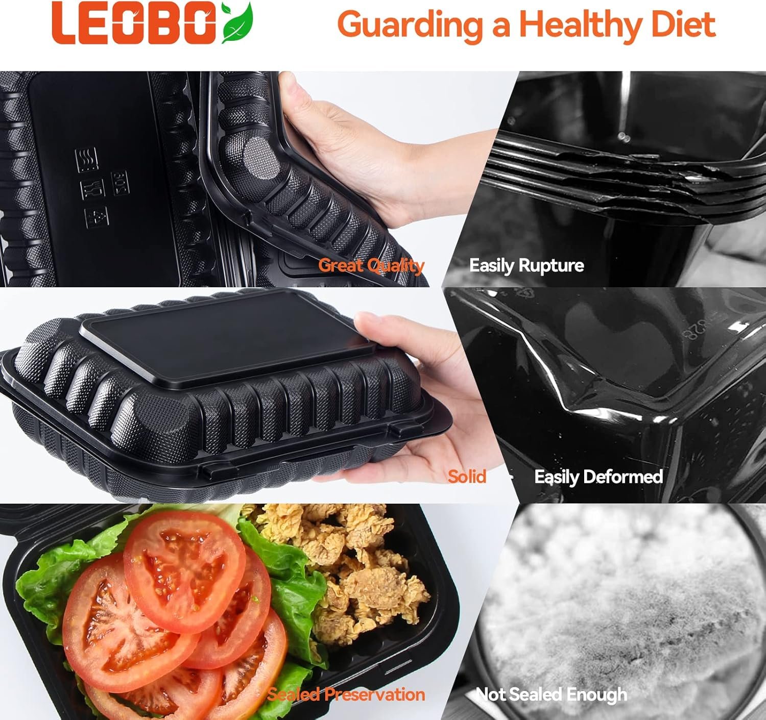 Containers à emporter 27 oz, boîte en plastique sans BPA 50-Pack, design clamshell réutilisable pour stockage alimentaire, fournisseur de conteneurs, idéal pour le déjeuner et la salade, OEM. Containers à emporter 27 oz, boîte en plastique sans BPA 50-Pack, design clamshell réutilisable pour stockage alimentaire, fournisseur de conteneurs, idéal pour le déjeuner et la salade, OEM.