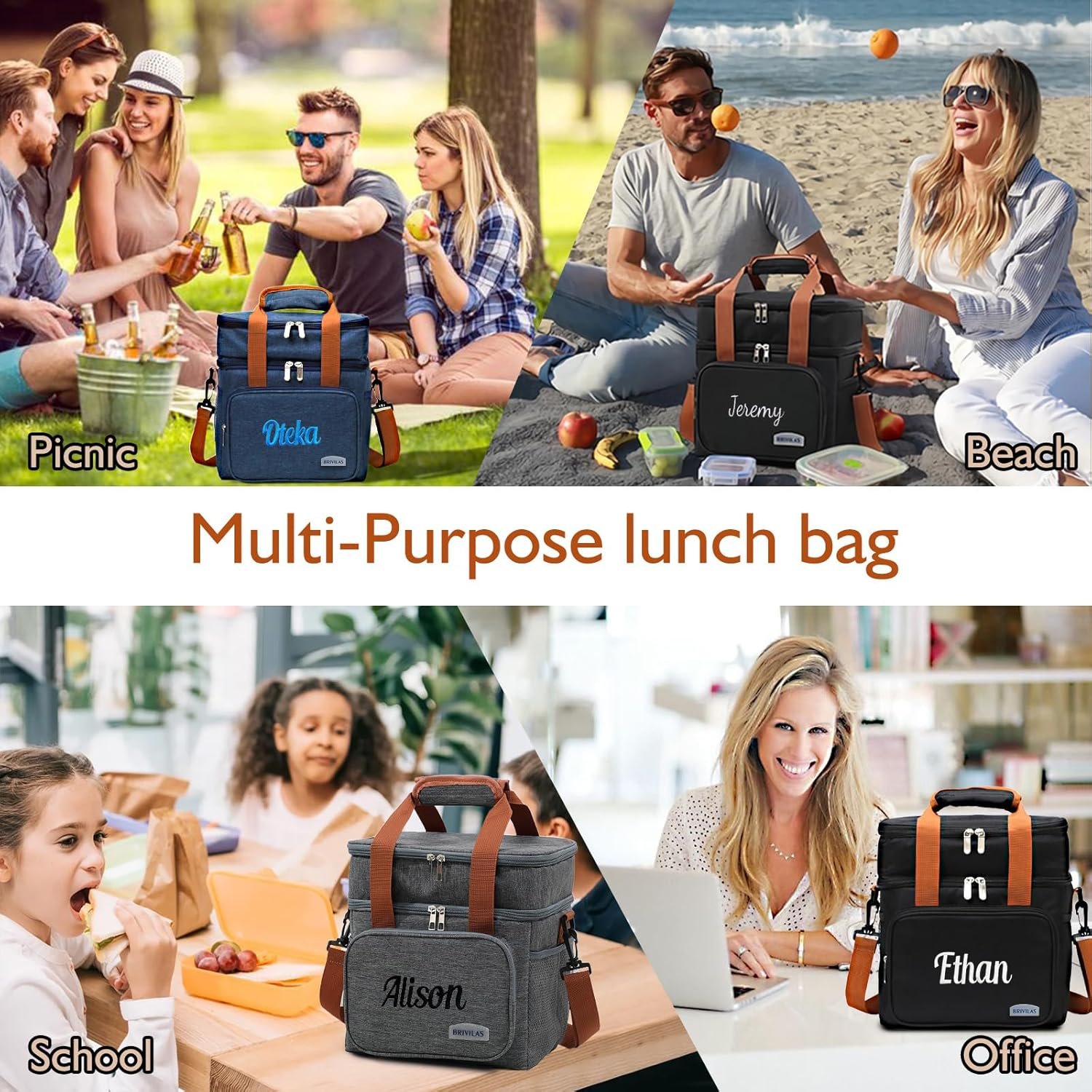 Grossiste Sac à Lunch Isotherme Personnalisé pour Hommes et Femmes - Sac Refroidisseur Réutilisable Étanche avec Broderie de Nom, Compartiment Extensible, Bandoulière Régable pour le Travail, Pique-Nique, Camping (Noir) - Fabricant et Vente en Gros Grossiste Sac à Lunch Isotherme Personnalisé pour Hommes et Femmes - Sac Refroidisseur Réutilisable Étanche avec Broderie de Nom, Compartiment Extensible, Bandoulière Régable pour le Travail, Pique-Nique, Camping (Noir) - Fabricant et Vente en Gros