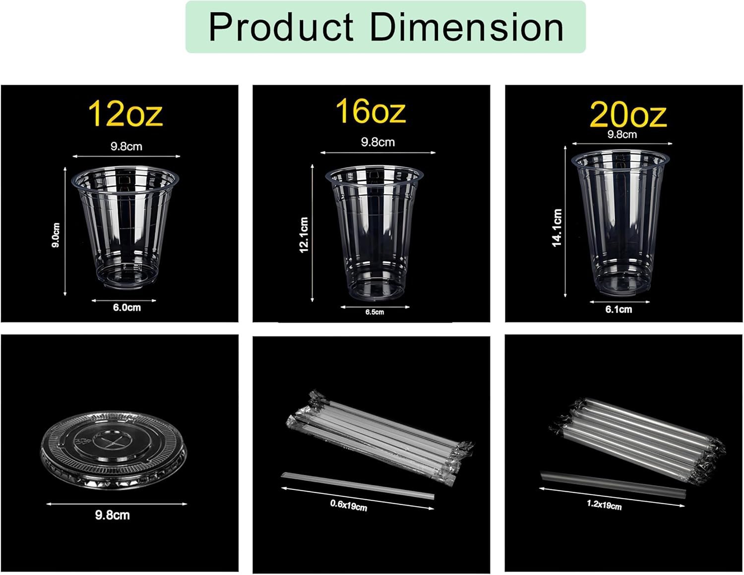 Grossiste en gobelets en plastique clairs de 12 oz avec couvercles et pailles, avec logo personnalisé, fabriqués par un fournisseur, gobelets jetables avec étiquettes personnalisées pour café glacé et autres boissons froides.