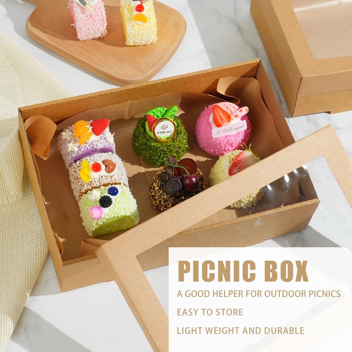 Box à pâtisserie en gros avec fenêtre, 11,8x7,87x3,15 pouces, conteneurs pour emporter pour cookies, gâteaux, muffins et pâtisseries, logo personnalisé, fabricant de boîtes en carton.