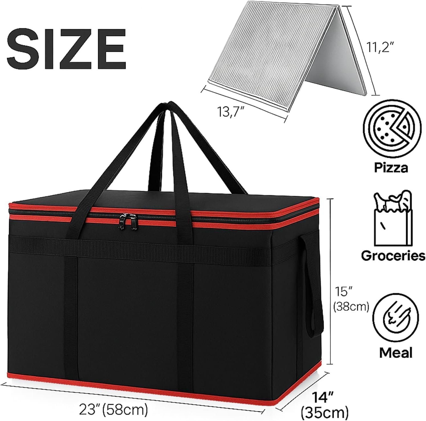 Grossiste de sacs de livraison alimentaires isolés XXXL avec fond rigide et porte-boissons de 6 tasses, solution de transport thermique pour la restauration professionnelle, fournisseur de sacs de courses congelés, marque blanche robuste pour le transport chaud et froid.