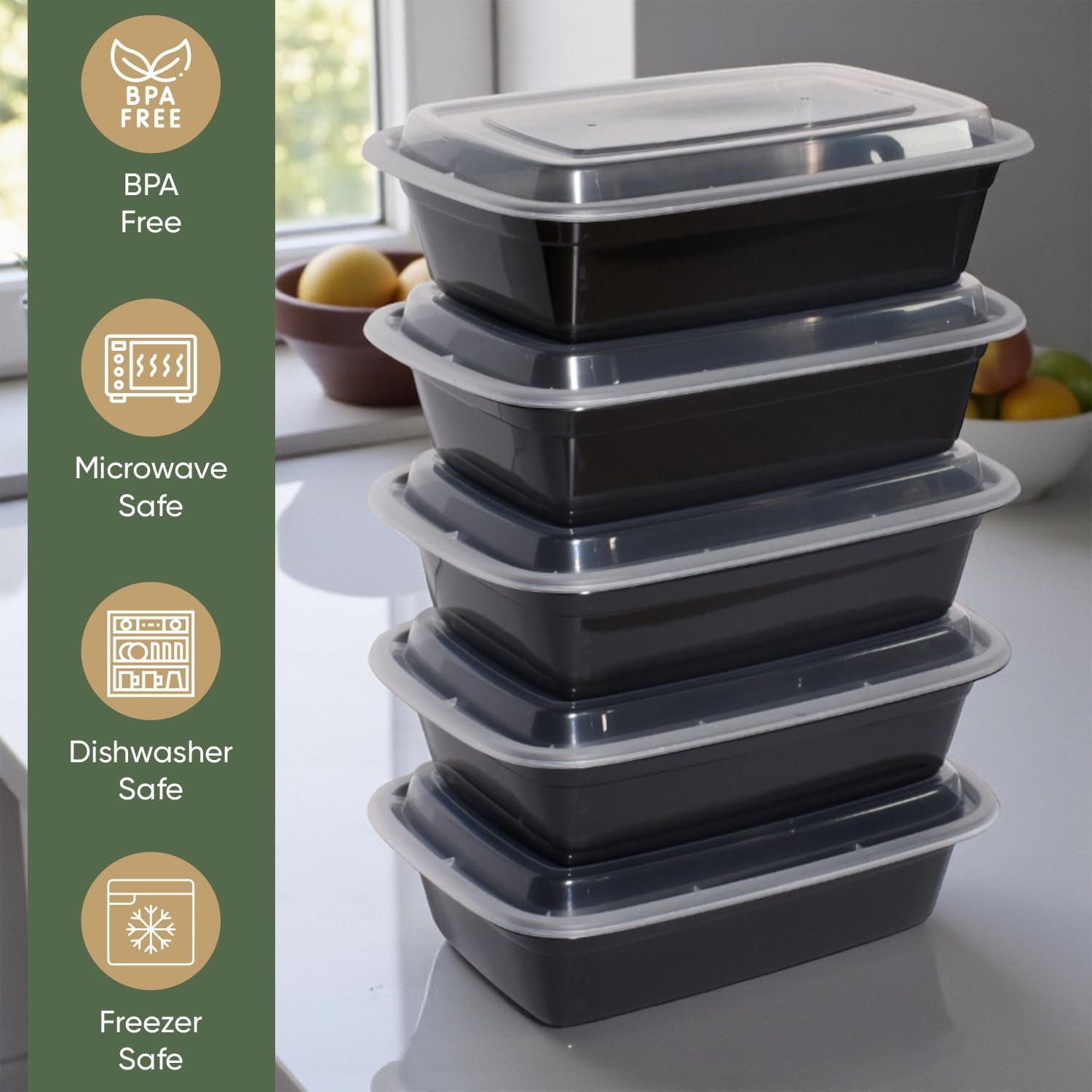 50 Pack de contenants alimentaires réutilisables de 16 oz, étanches et empilables, avec couvercles, pour préparation de repas, vente en gros par fabricant, adaptés pour le micro-ondes et le lave-vaisselle, style bento à emporter, sans BPA. Logo personnalisé sur demande.